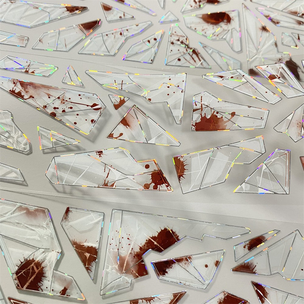 Broken glass, blood red PET tape 6 cm / 100 cm - ViktaShop