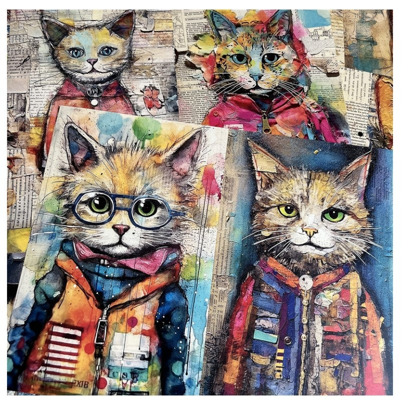 American Street Graffiti Style Cat Background Paper 18 cm / 14 cm 12 Sheets - ViktaShop