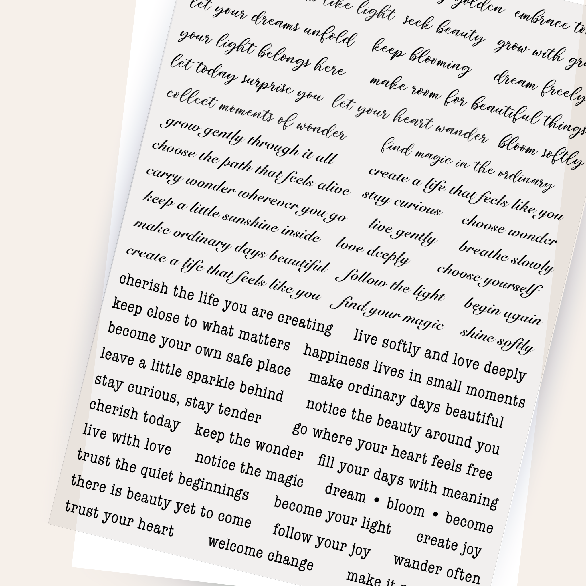 Viktashop Wonder & Bloom Quotes Precut PET Stickers 15cm x 21 cm