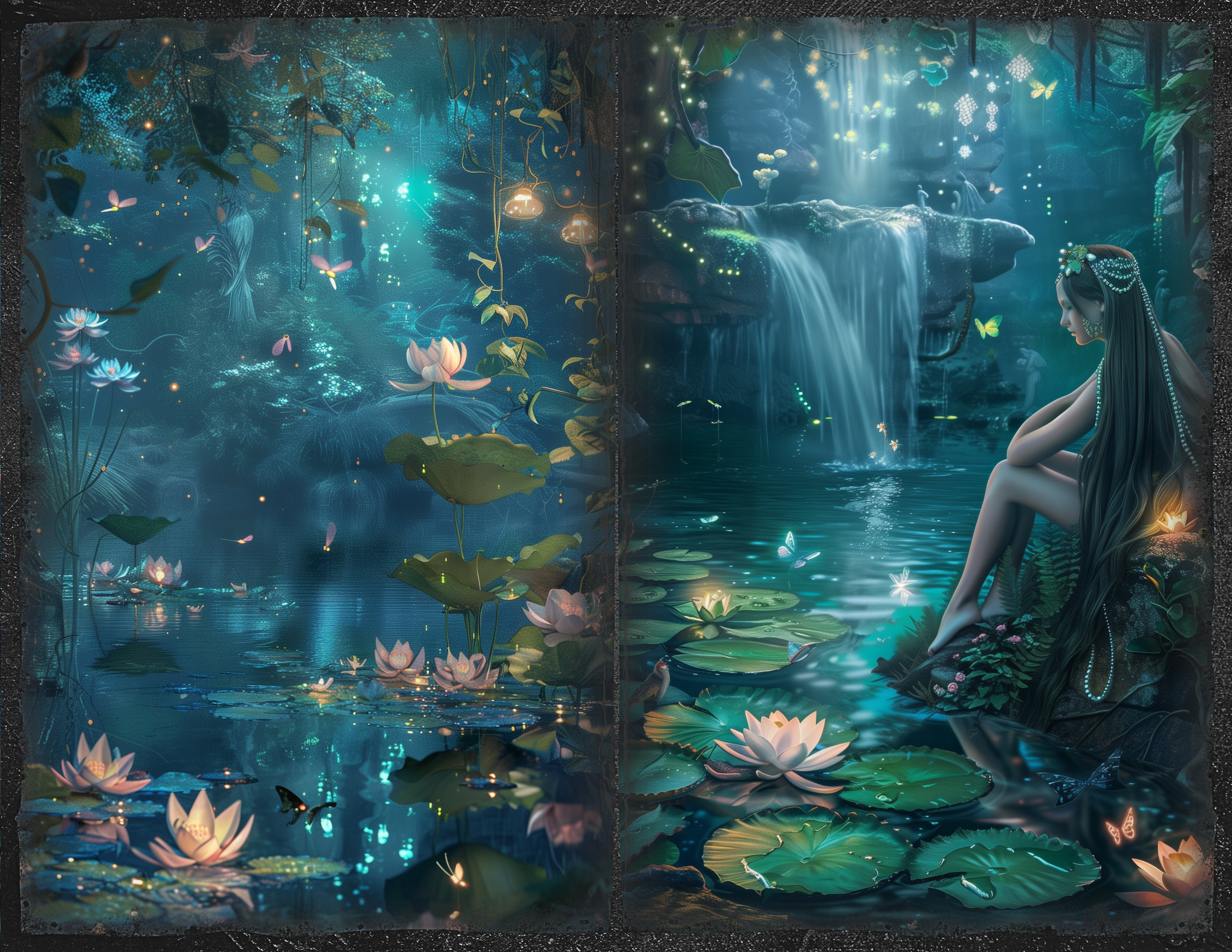 LunicArtDesign fantazy forest material paper 5.5 x 8.5 inches 20 different sheets