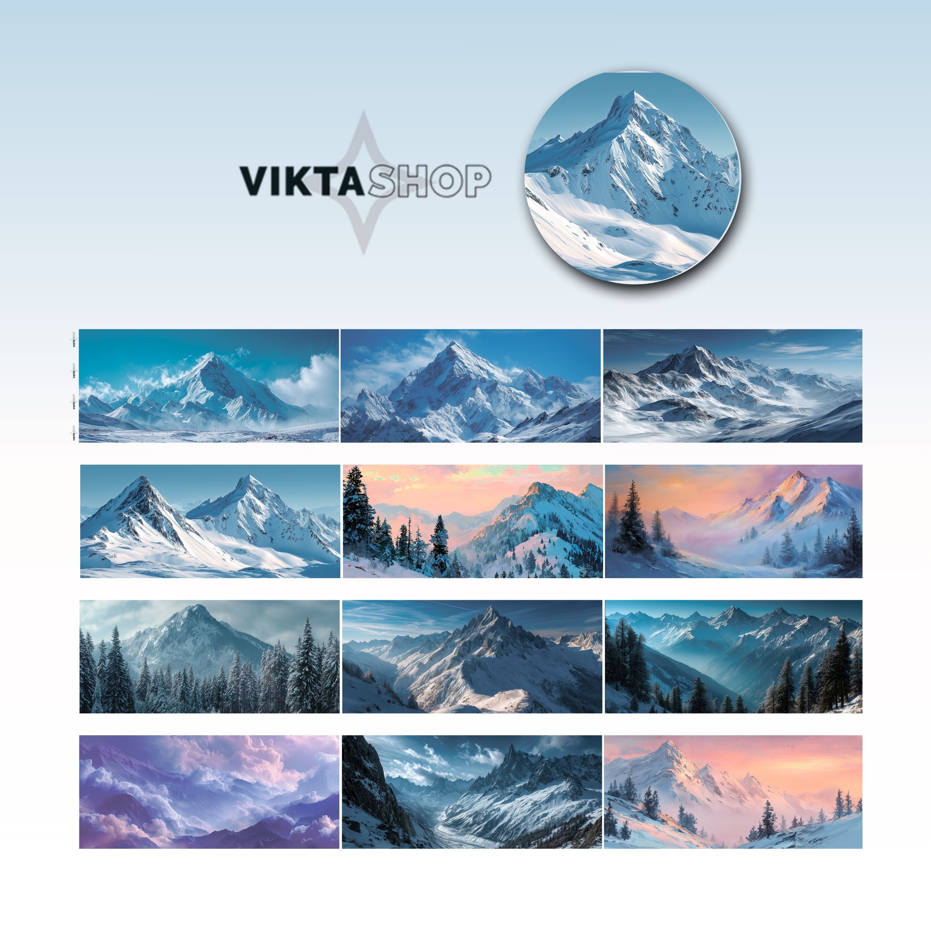Viktashop Winter Mountains PET Tape 9cm x 2.5m - ViktaShop