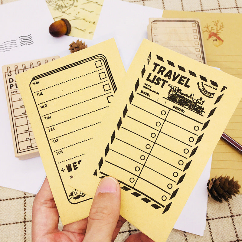 Retro Time Management Wooden Stamp – Daily Schedule Layout, 6 Options - ViktaShop