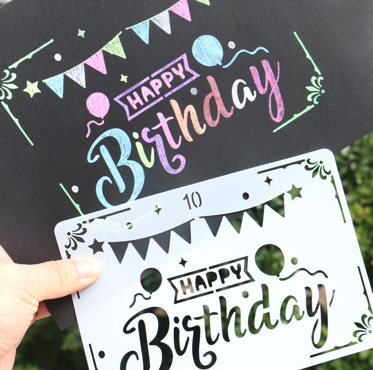 Happy Birthday DIY Painting Template - ViktaShop