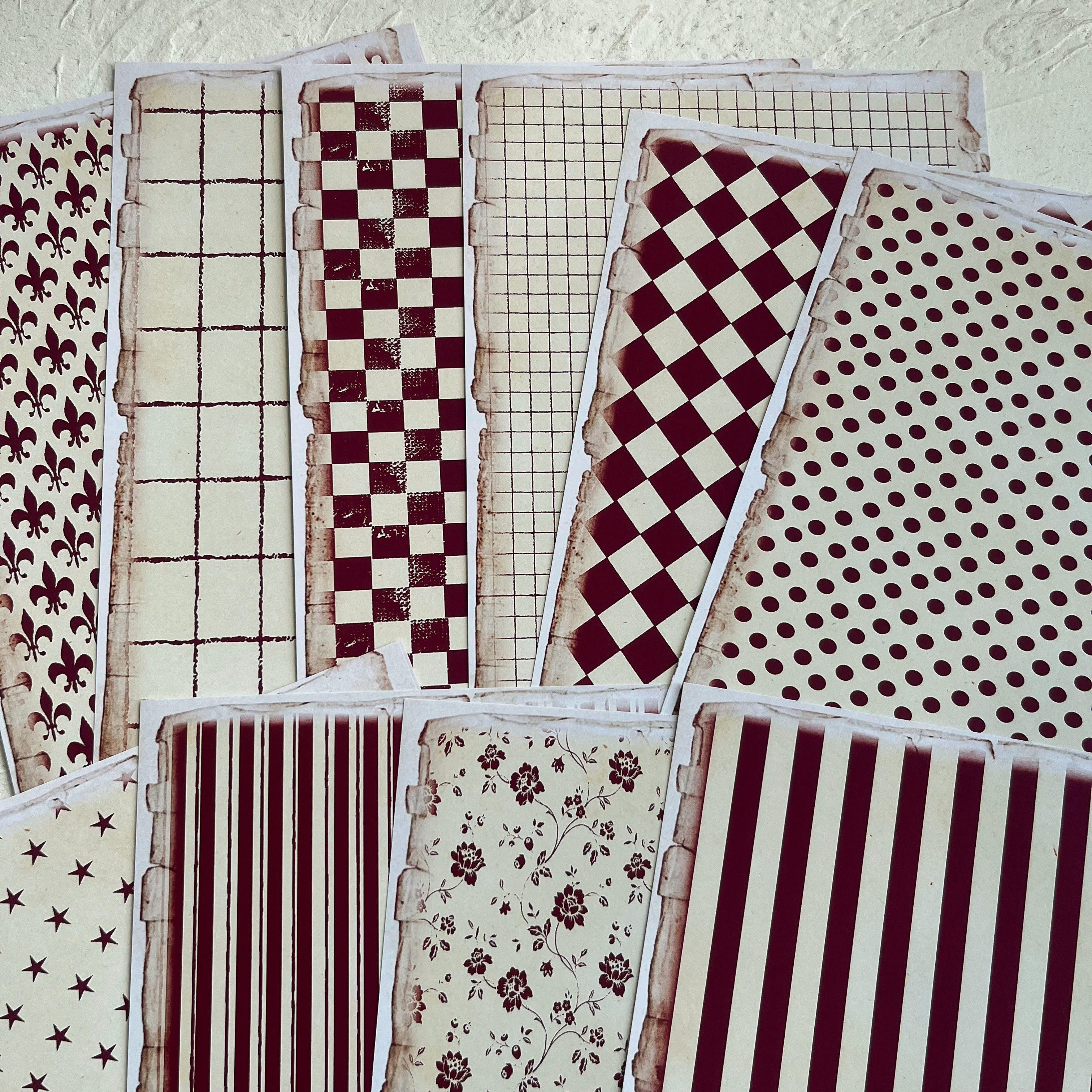 Retro Countryside Flower Grid Material Papier
