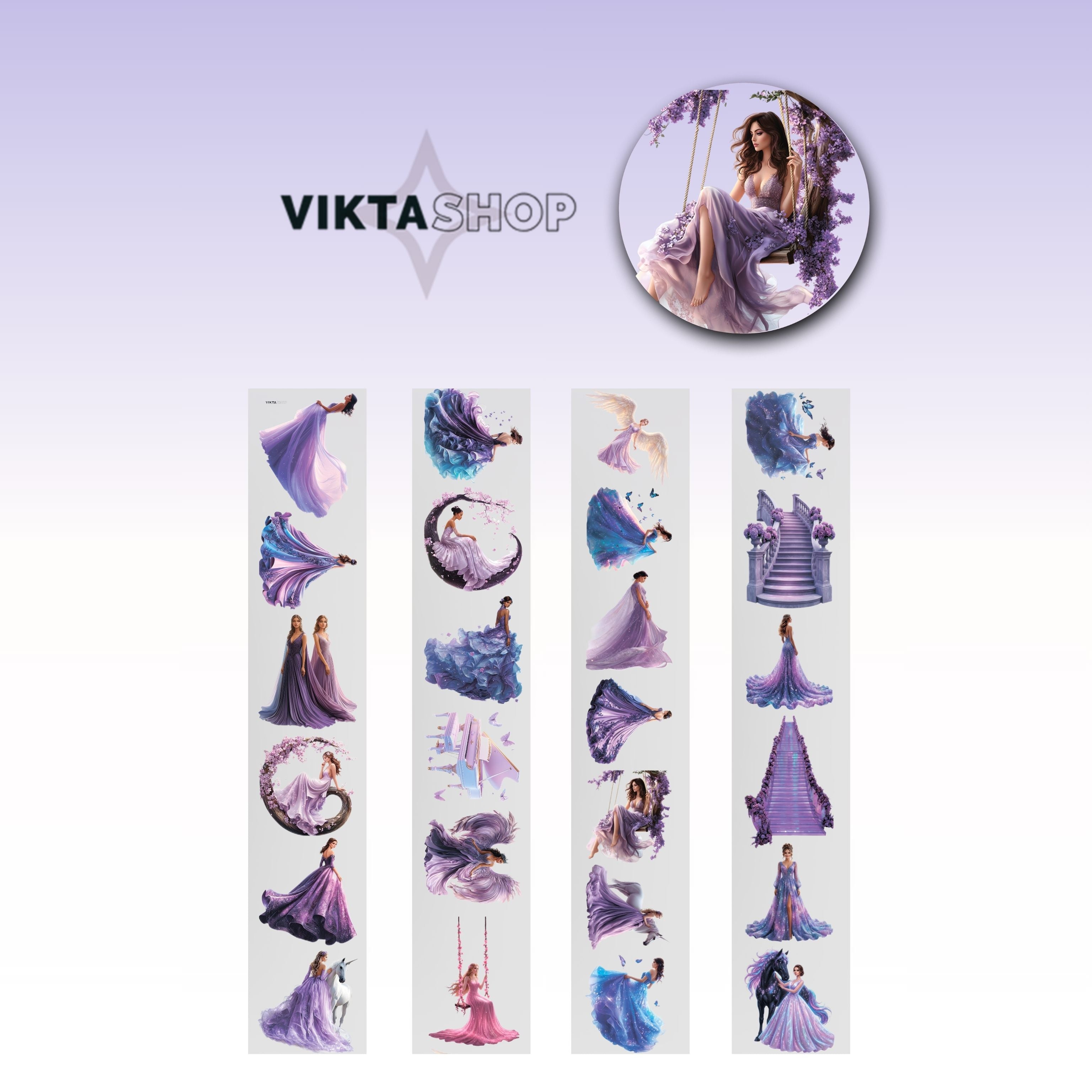 Viktashop Purple Elegant Ladies PET Tape 9cm x 2.5m - ViktaShop