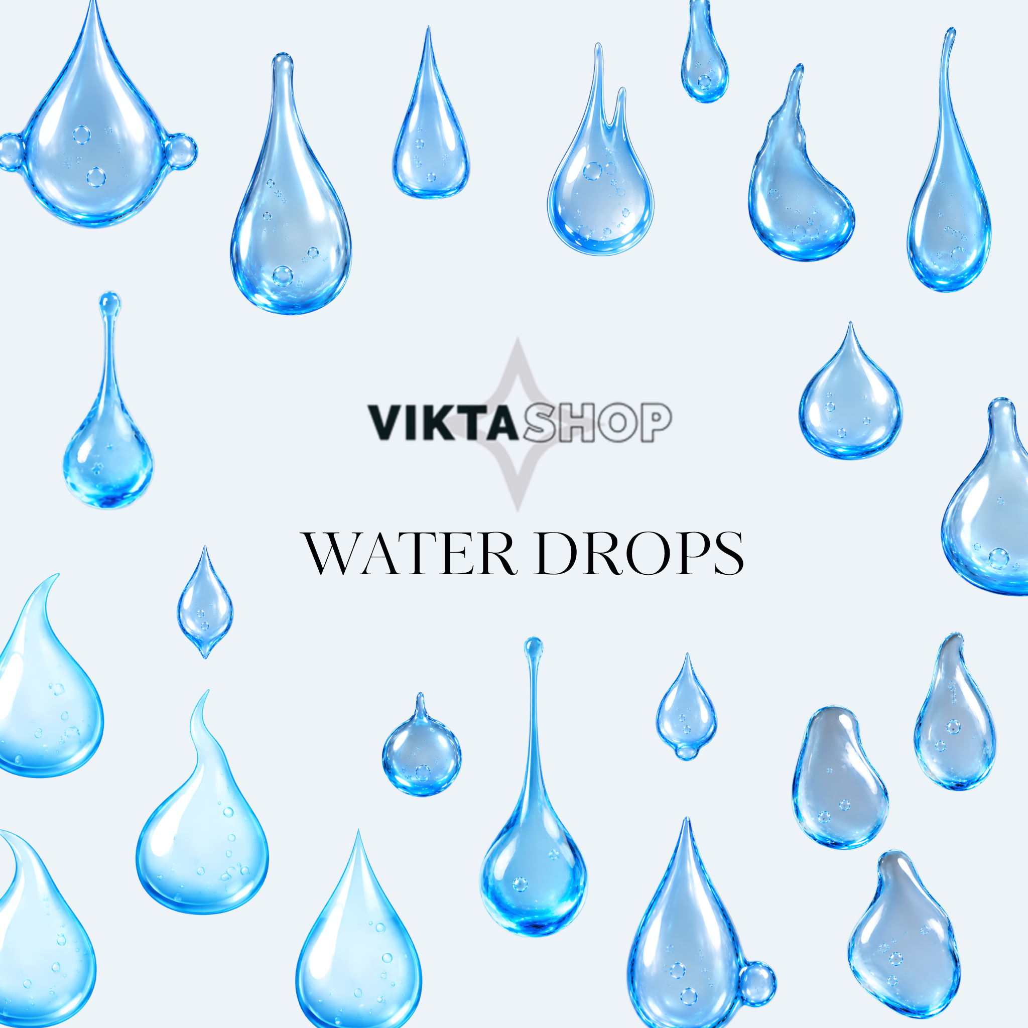 Viktashop Water Drops Precut PET Stickers 15cm x 21 cm