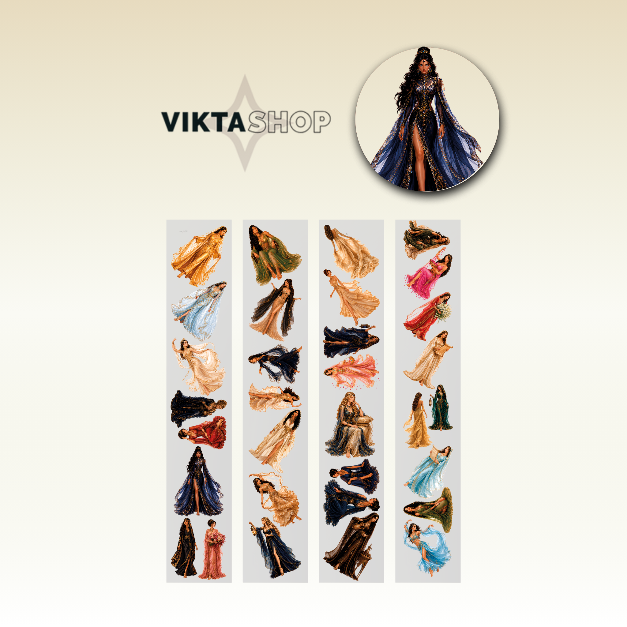 Viktashop Arabian Girls Character PET Tape 10cm x 2.5m