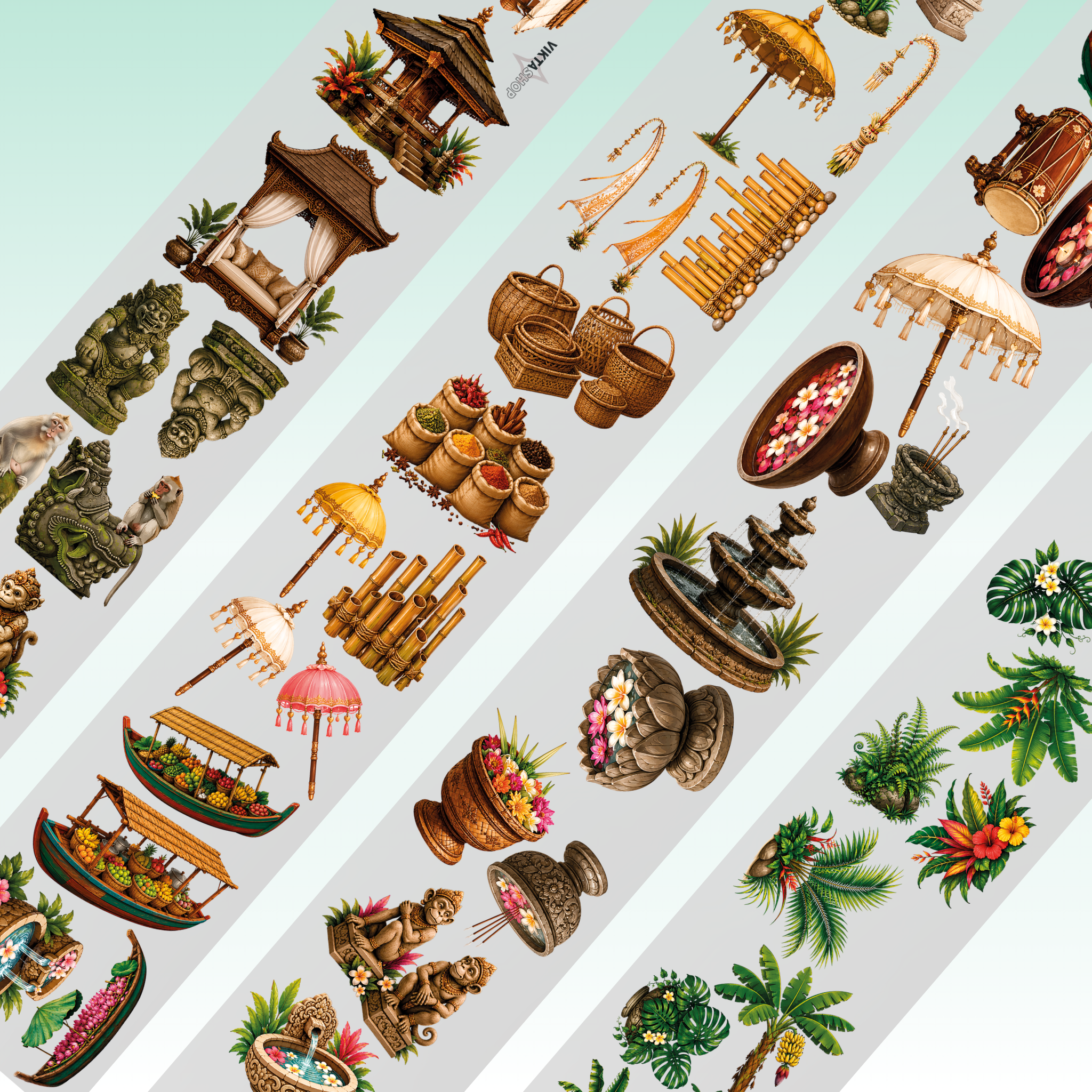 Viktashop Asian Theme PET Tape 9cm x 2.5m