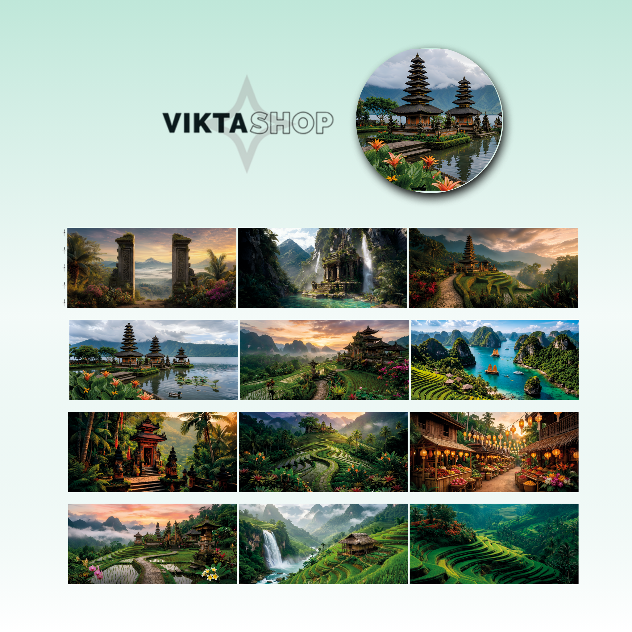 Viktashop Asian Theme Landscape PET Tape 10cm x 2.5m