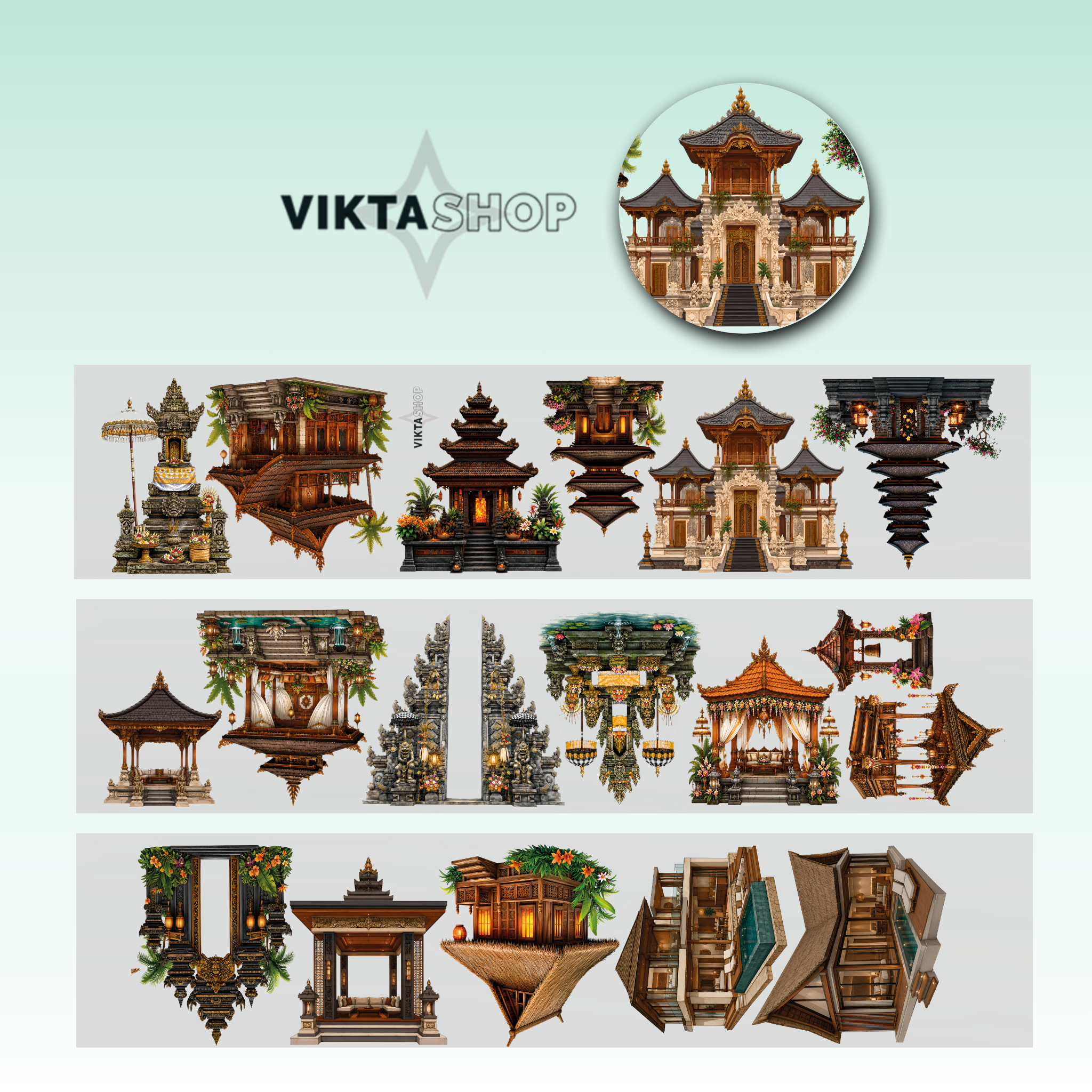Viktashop Asian Houses PET Tape 9cm x 1.25m