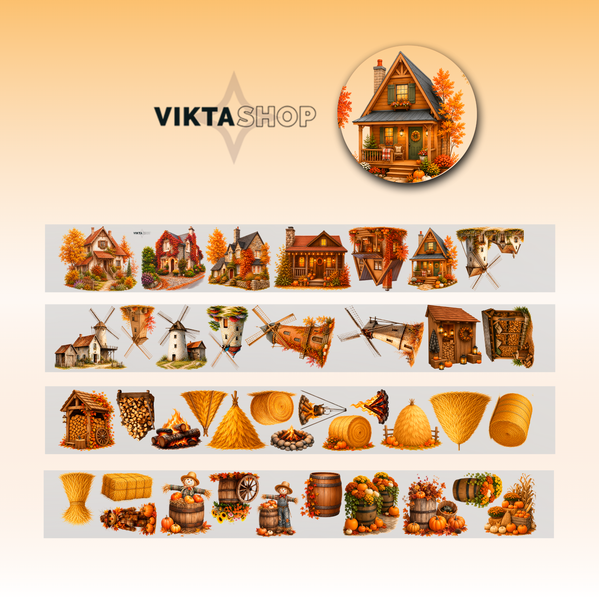 Viktashop Autumn Countryside PET Tape 9cm x 2.5m