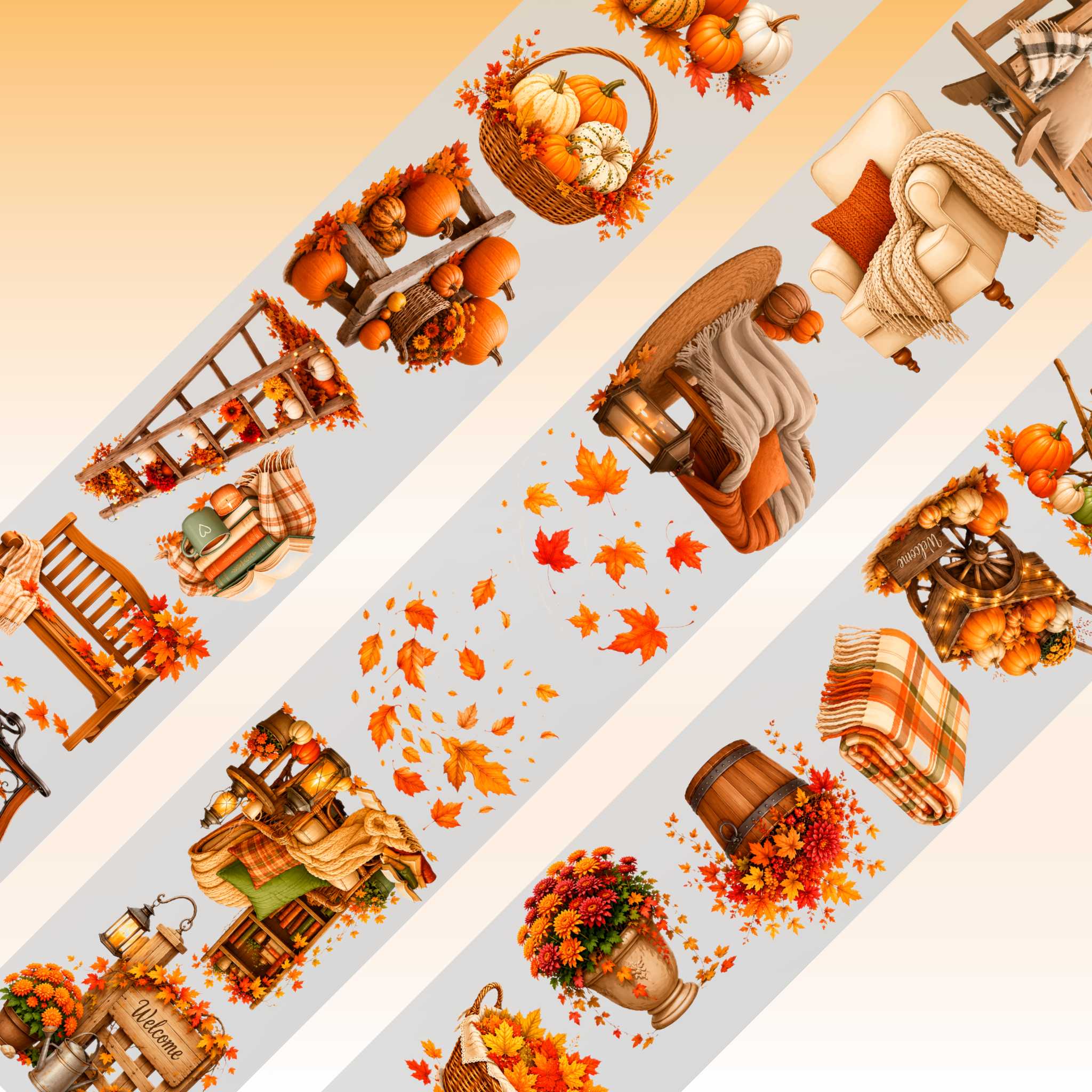 Viktashop Autumn Cozy Decor PET Tape 7cm x 1.25m
