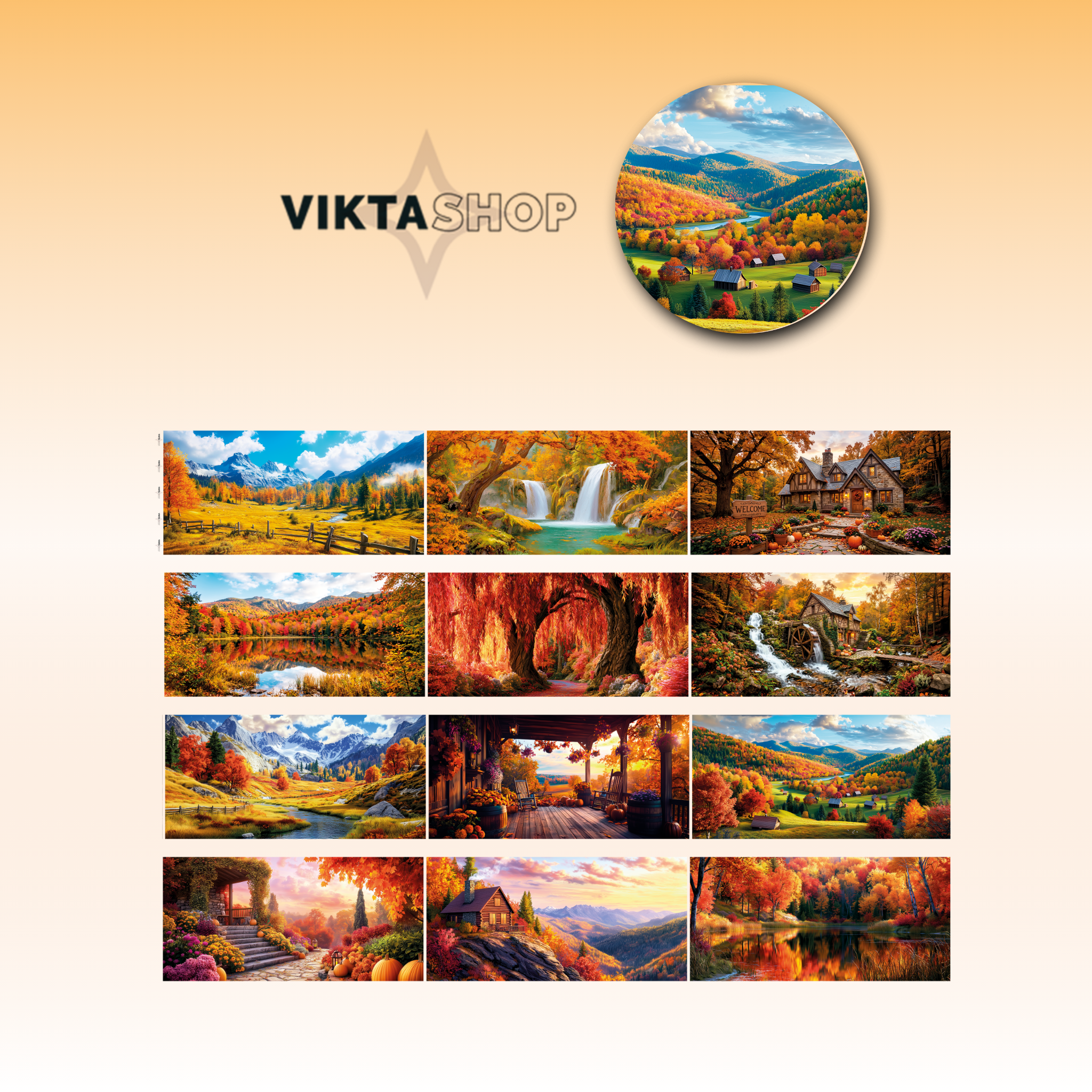 Viktashop Autumn Landscapes PET Tape 10cm x 2.5m