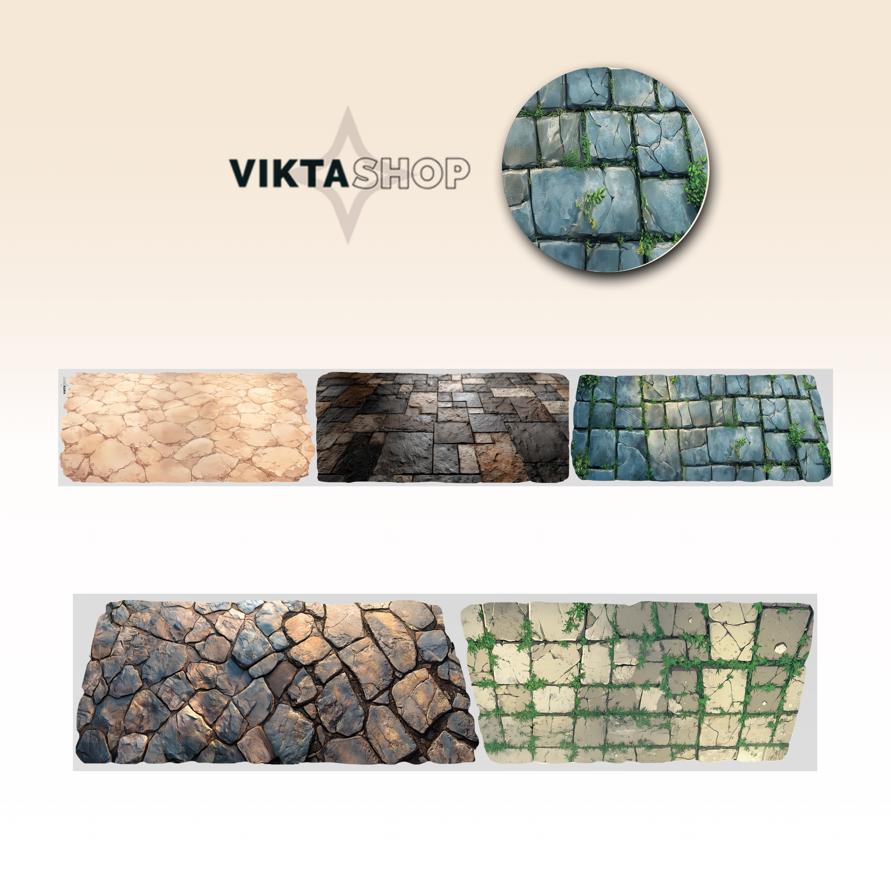 Stone pathway PET tape 9cm x 1m - Viktashop.com