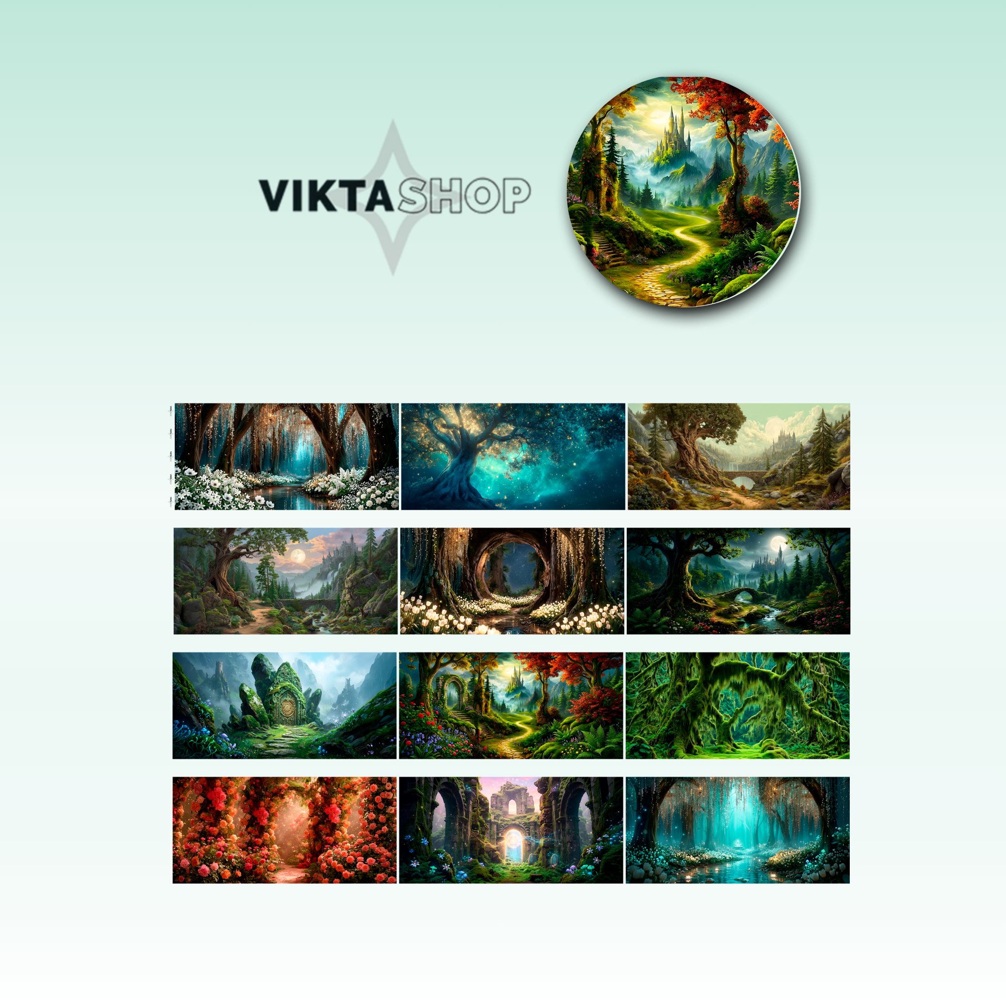 Viktashop Magic Forest Landscapes PET Tape 10cm x 2.5m