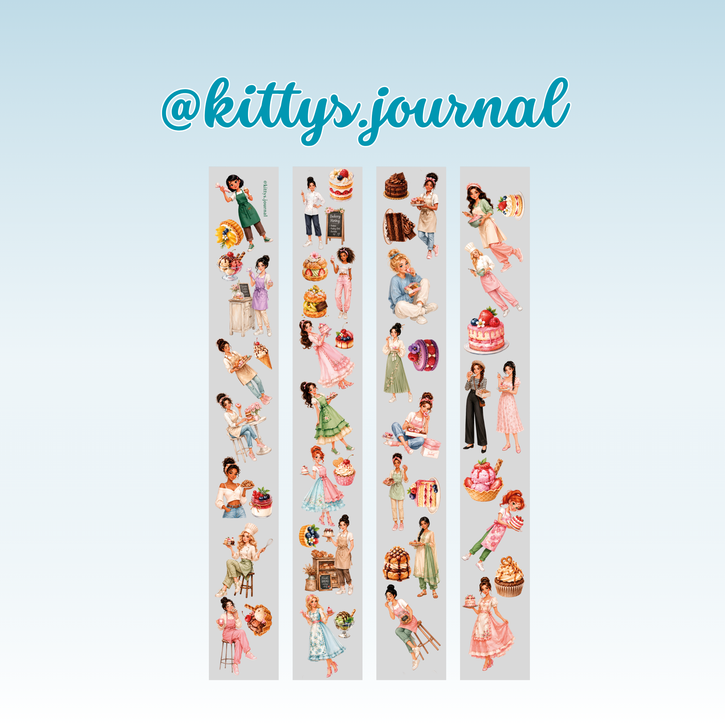 Kittys Journal Bakery Characters PET Tape 8cm x 2.5m