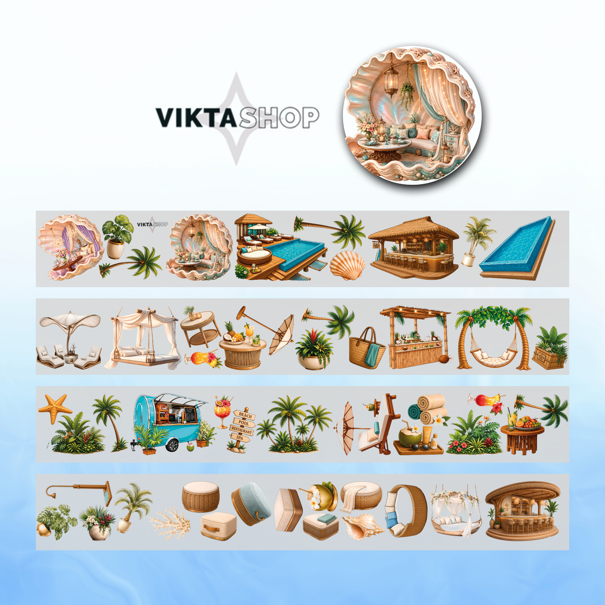Viktashop Beach PET Tape 8cm x 2,5m