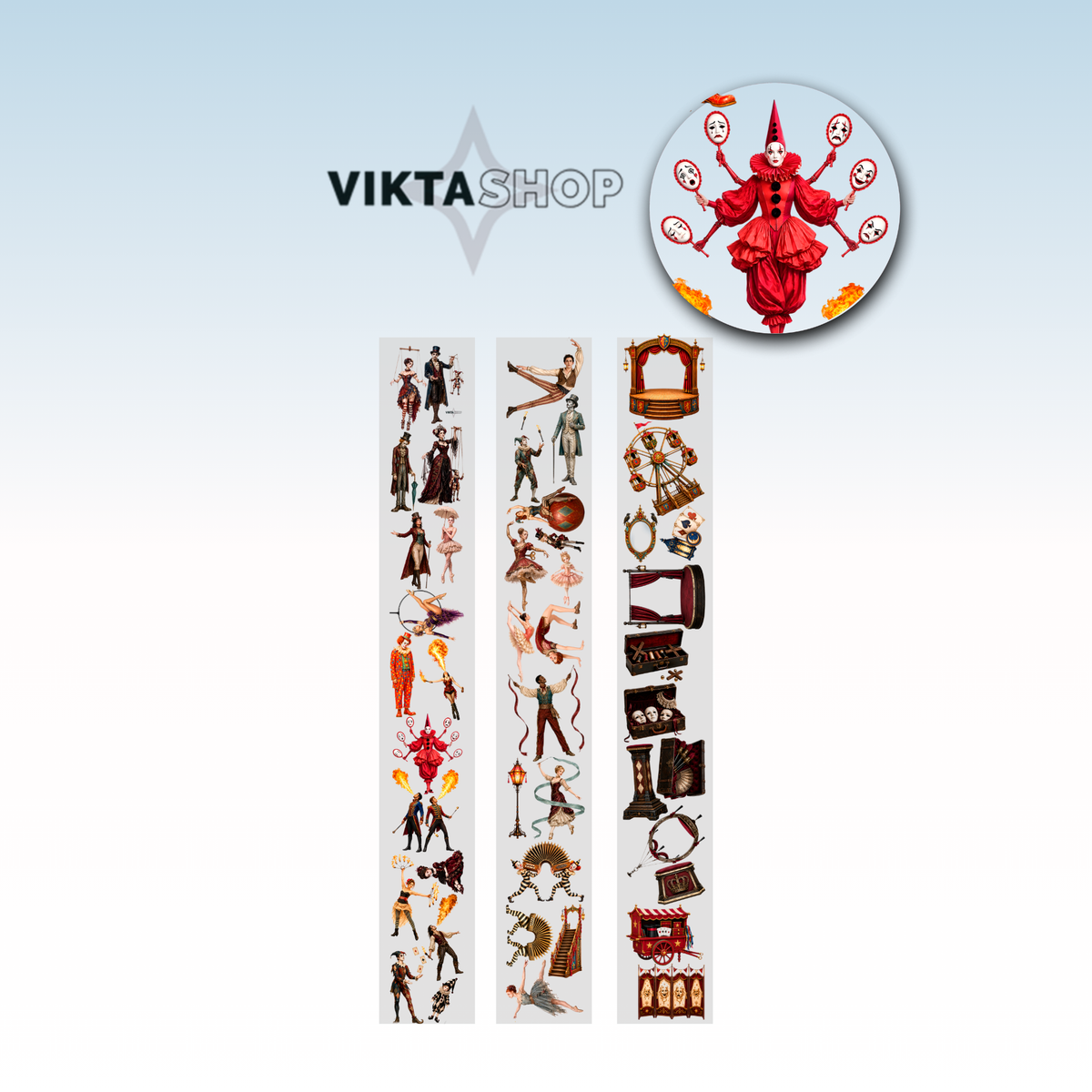 Viktashop Circus Performers PET Tape 10cm x 2.5m