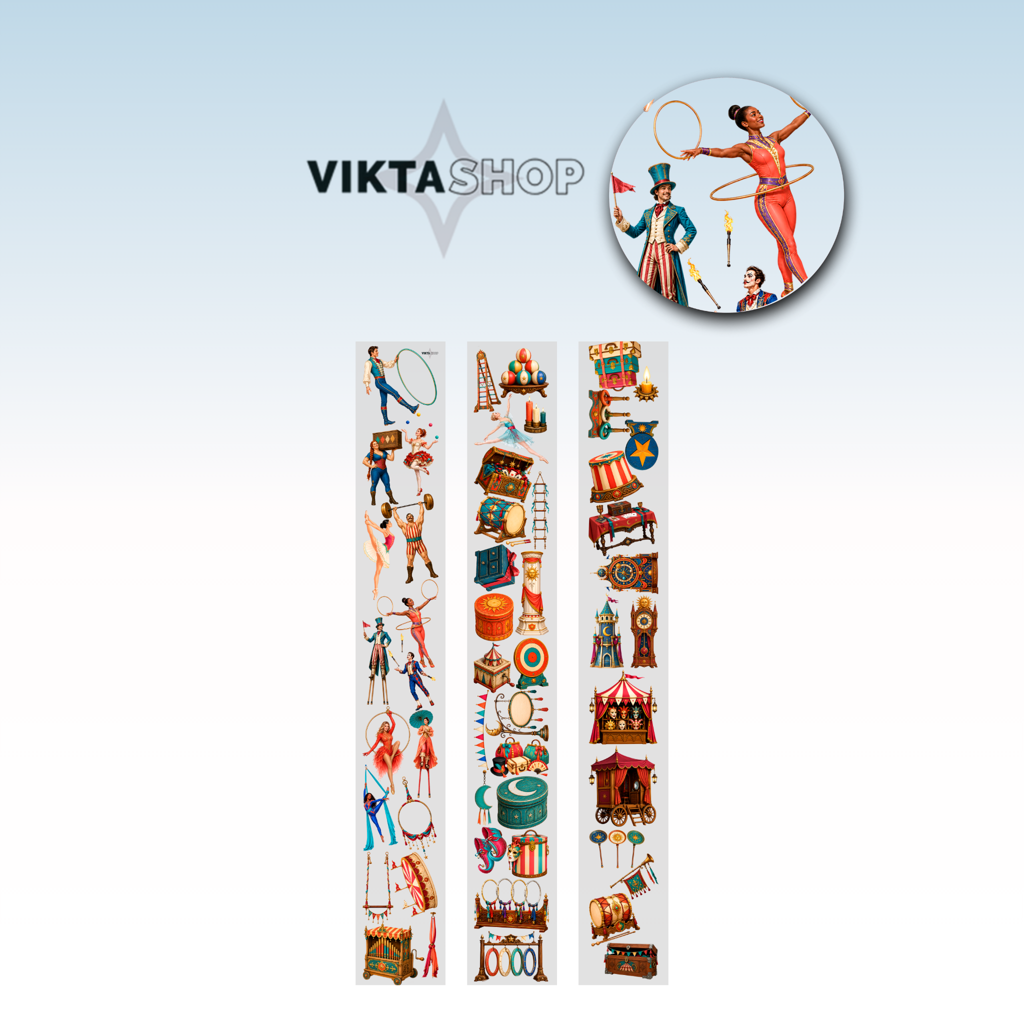 Viktashop Circus Wonders PET Tape 10cm x 2.5m