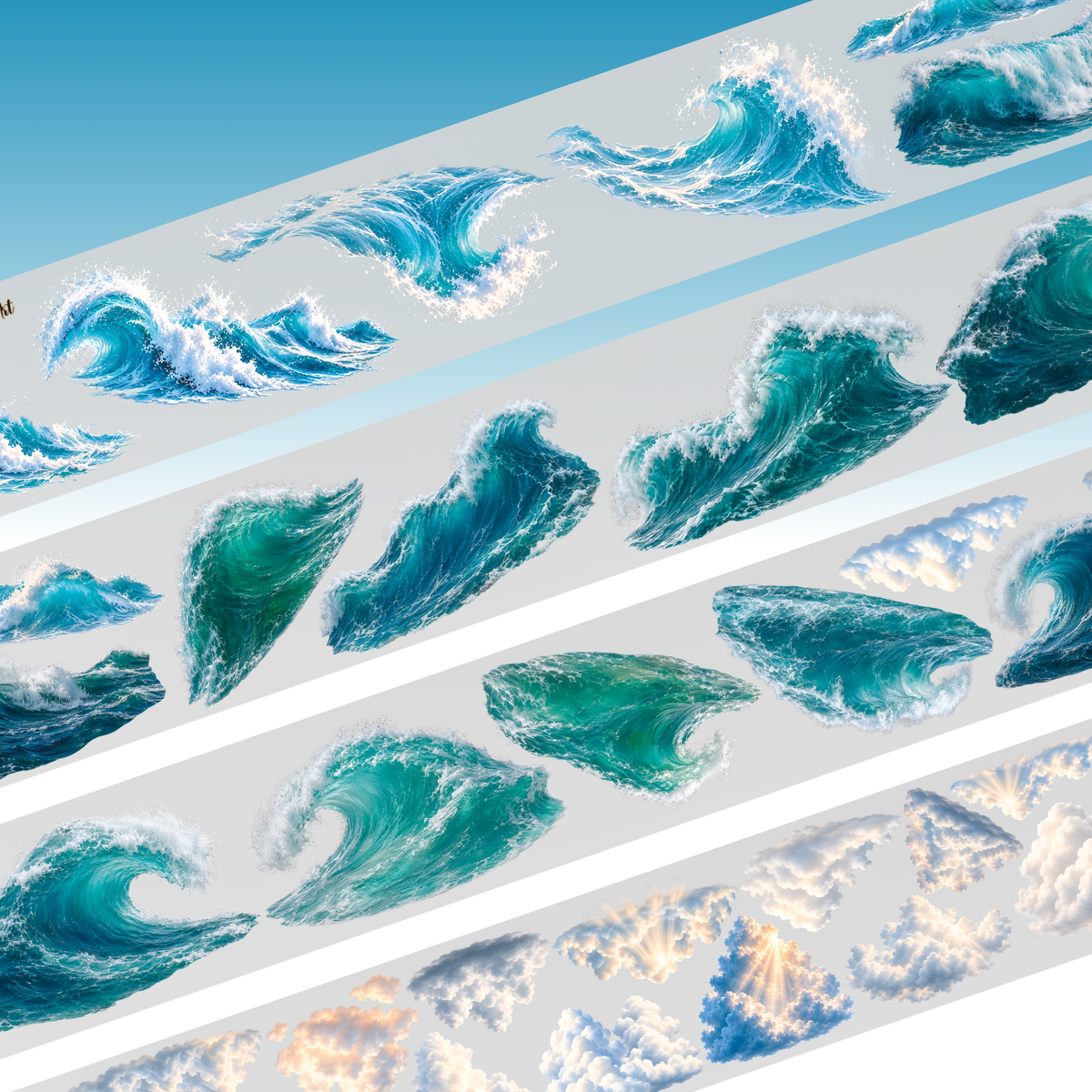 Queens Art Clouds and Waves PET Tape 9cm x 2.5m
