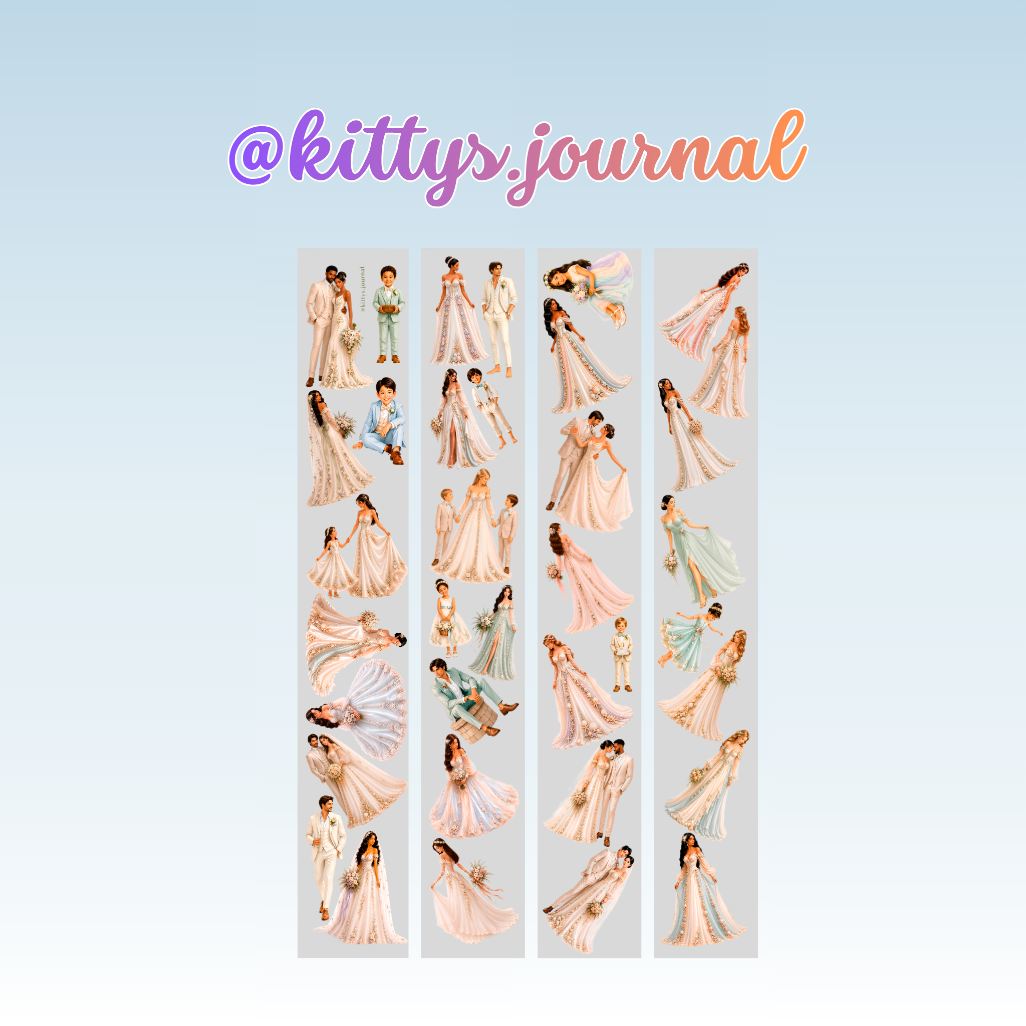 Kittys Journal Coastal Wedding Characters PET Tape 9cm x 2.5m