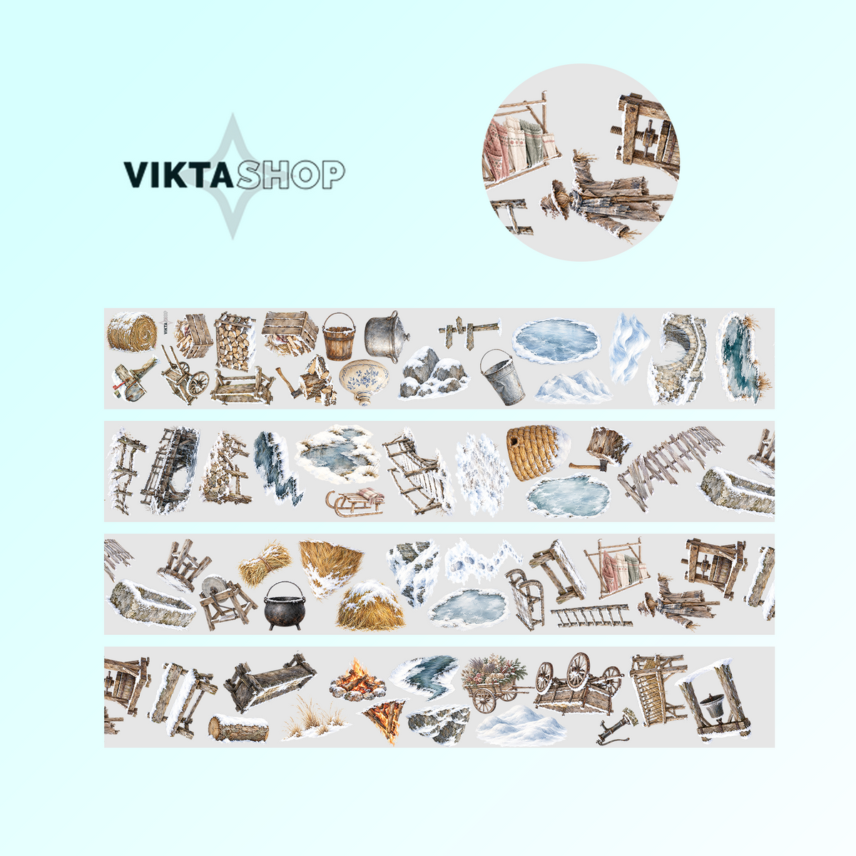 Viktashop Winter Medieval Details PET Tape 10cm x 2.5m