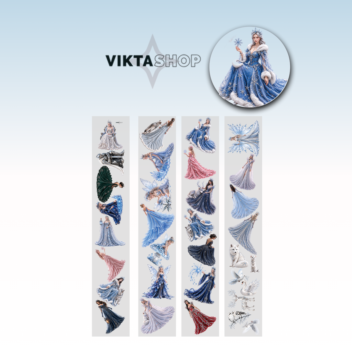 Viktashop Winter Characters PET Tape 10cm x 2.5m