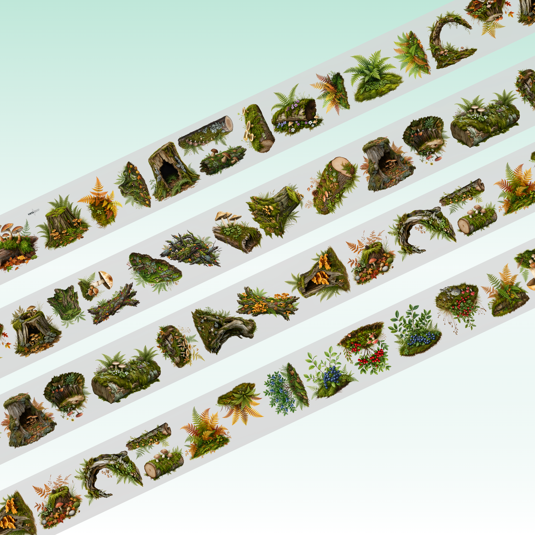 Viktashop Magic Forest Elements PET Tape 7cm x 2.5m