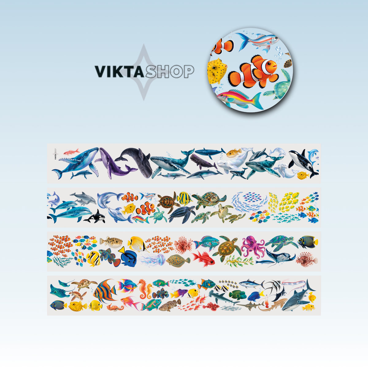 Viktashop Colorful Fishes PET Tape 8cm x 2.5m