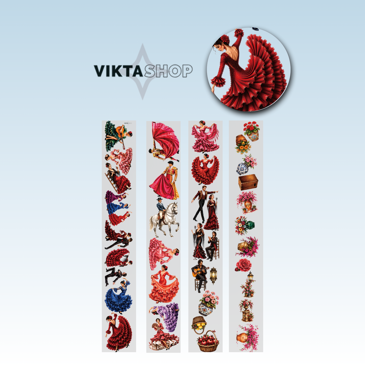 Viktashop Flamenco Characters PET Tape 8cm x 2.5m