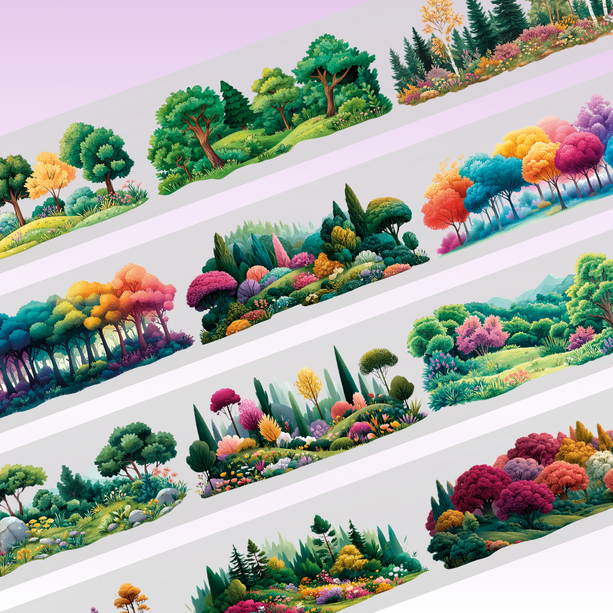 Queens Art Colorful Forest PET Tape 9cm x 2.5m