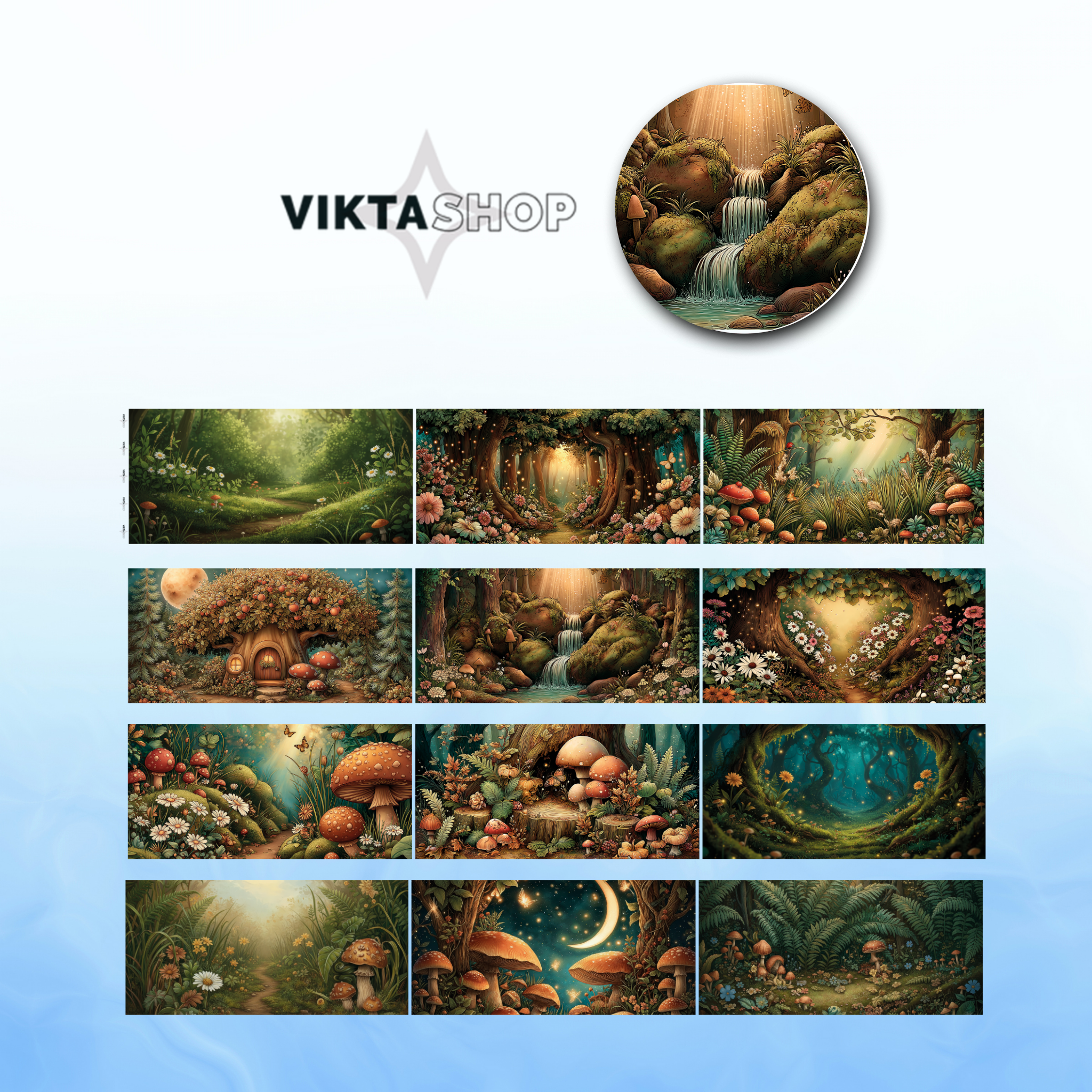 Viktashop Forest Background PET Tape 10cm x 2,5m