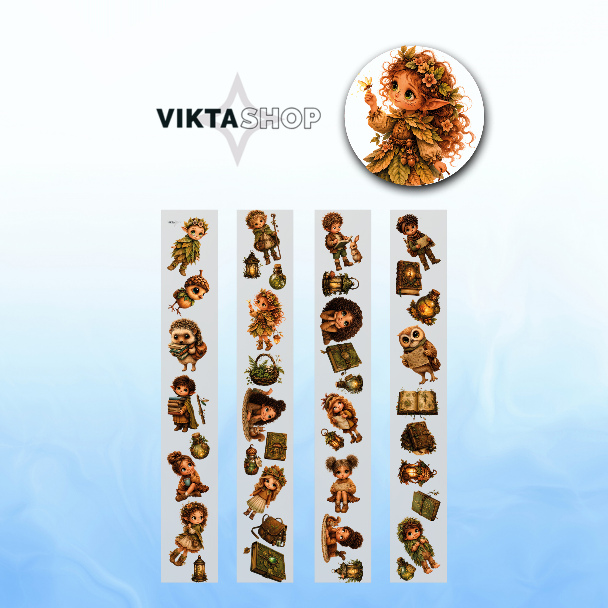 Viktashop Forest Characters PET Tape 8cm x 2,5m