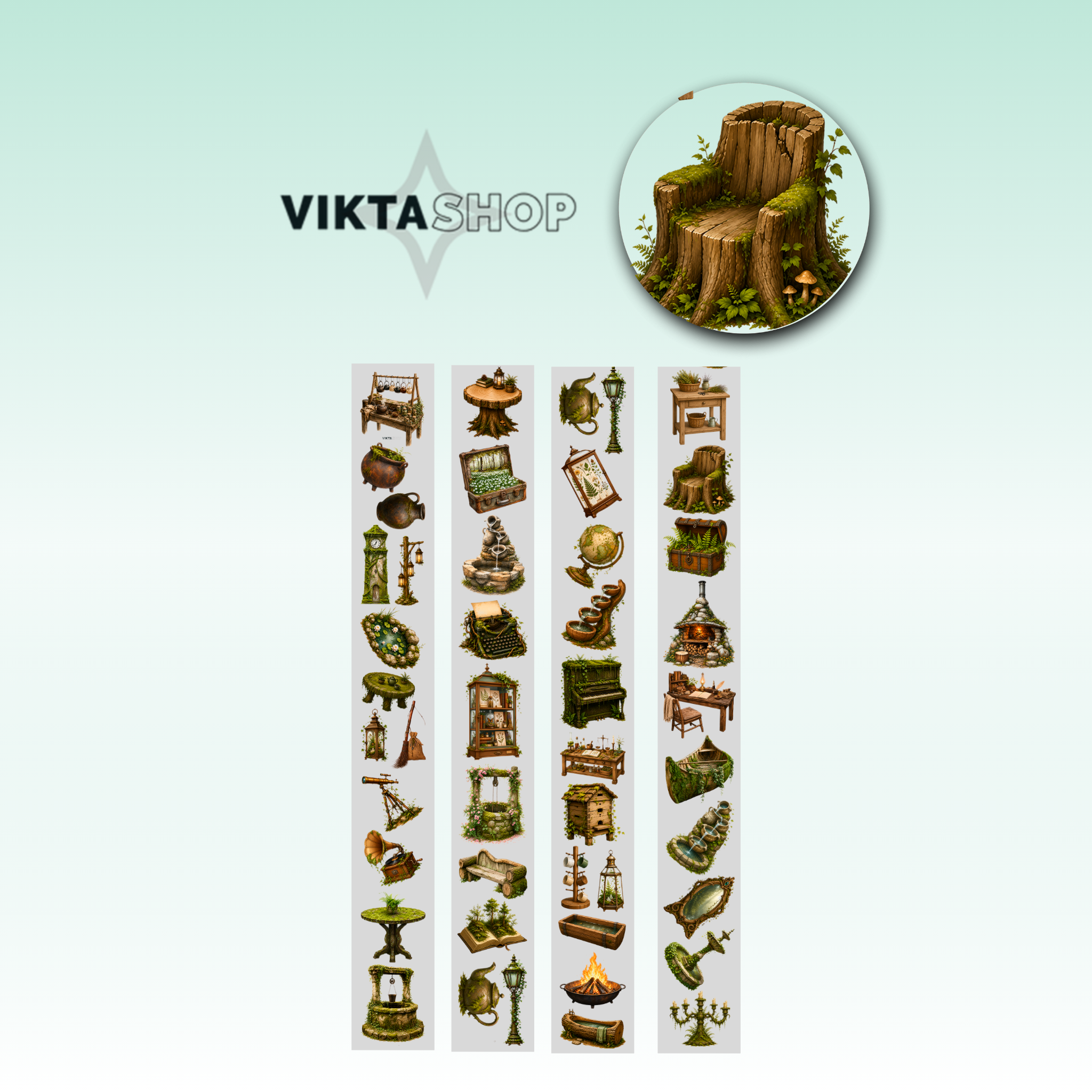 Viktashop Magic Forest Artifacts PET Tape 7cm x 2.5m