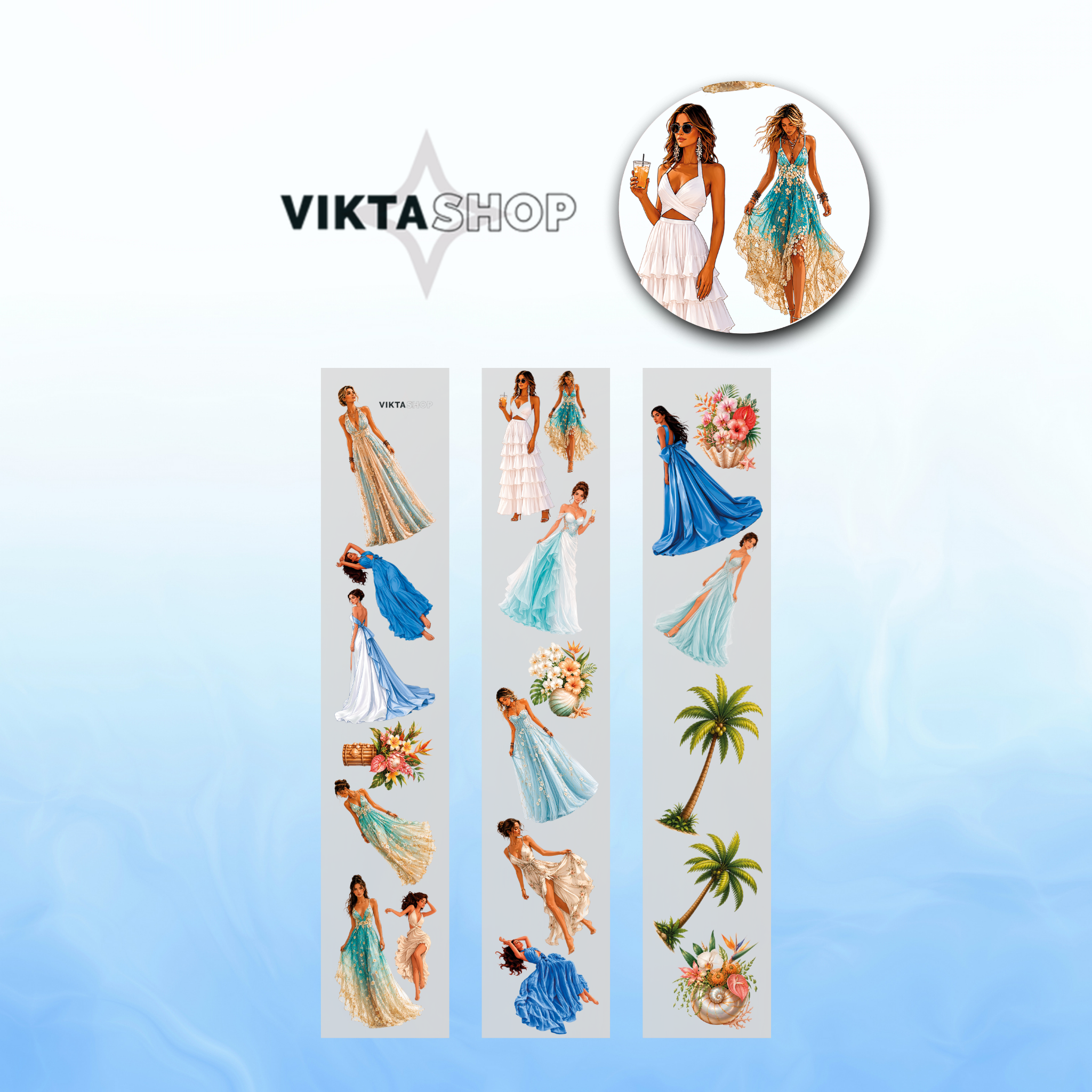 Viktashop Beach Characters PET Tape 7cm x 1,25m
