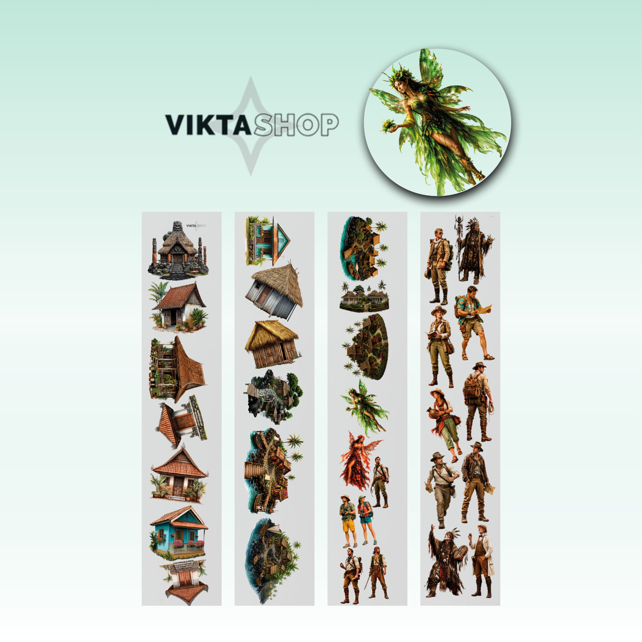 Viktashop House and Characters PET Tape 10cm x 2.5m