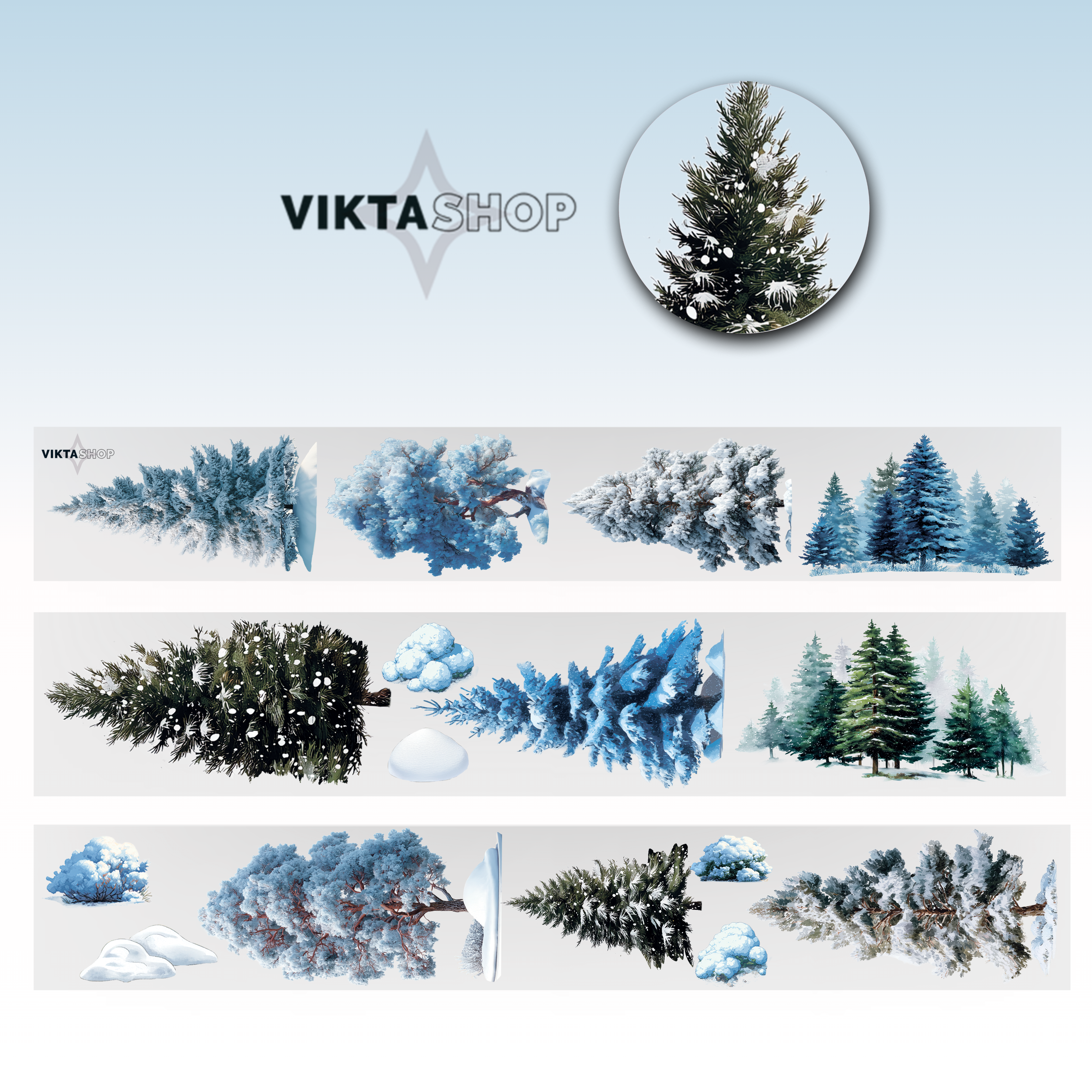 Viktashop winter snow trees PET tape