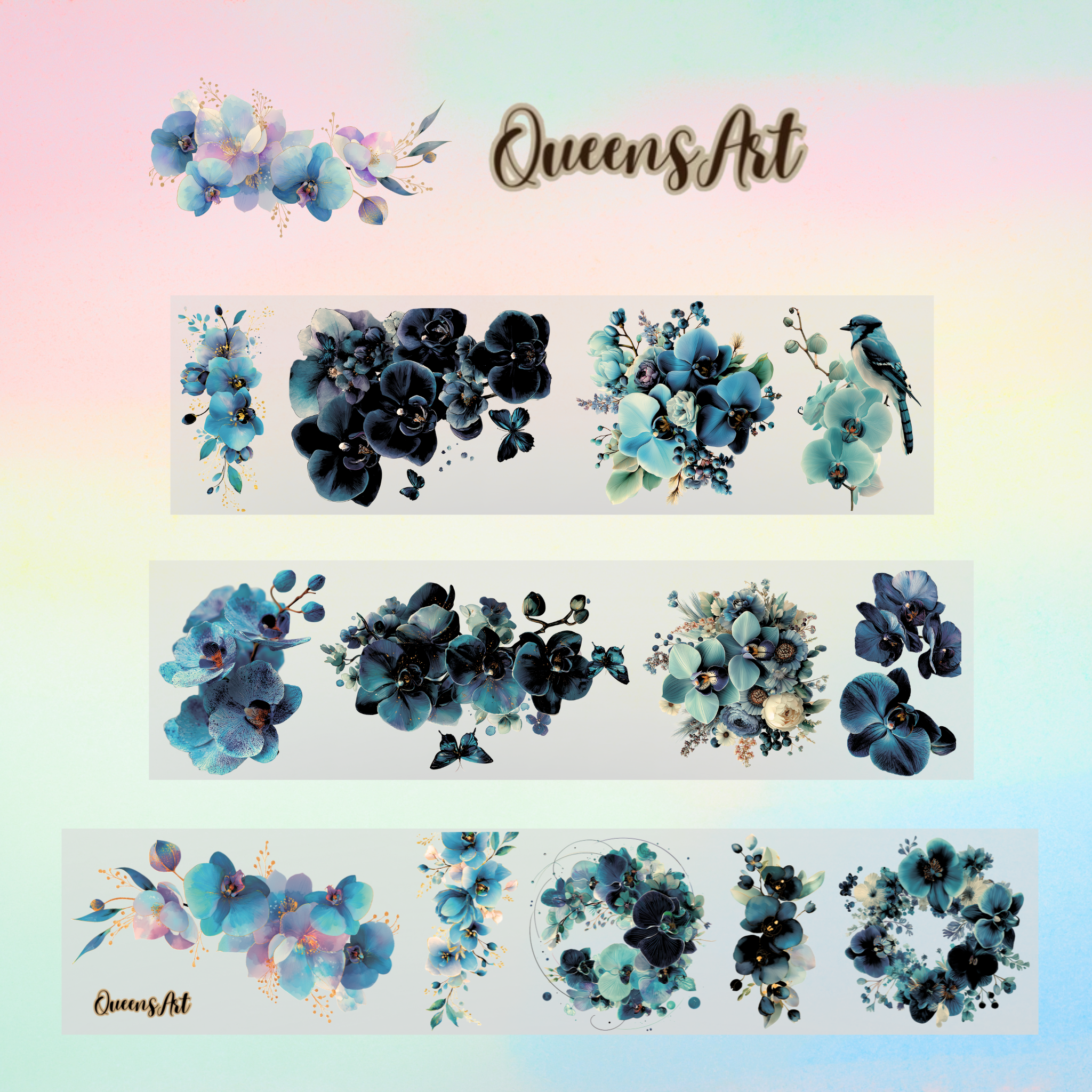 Queens Art Blue Orchid PET tape 8cm x 1m - Viktashop.com