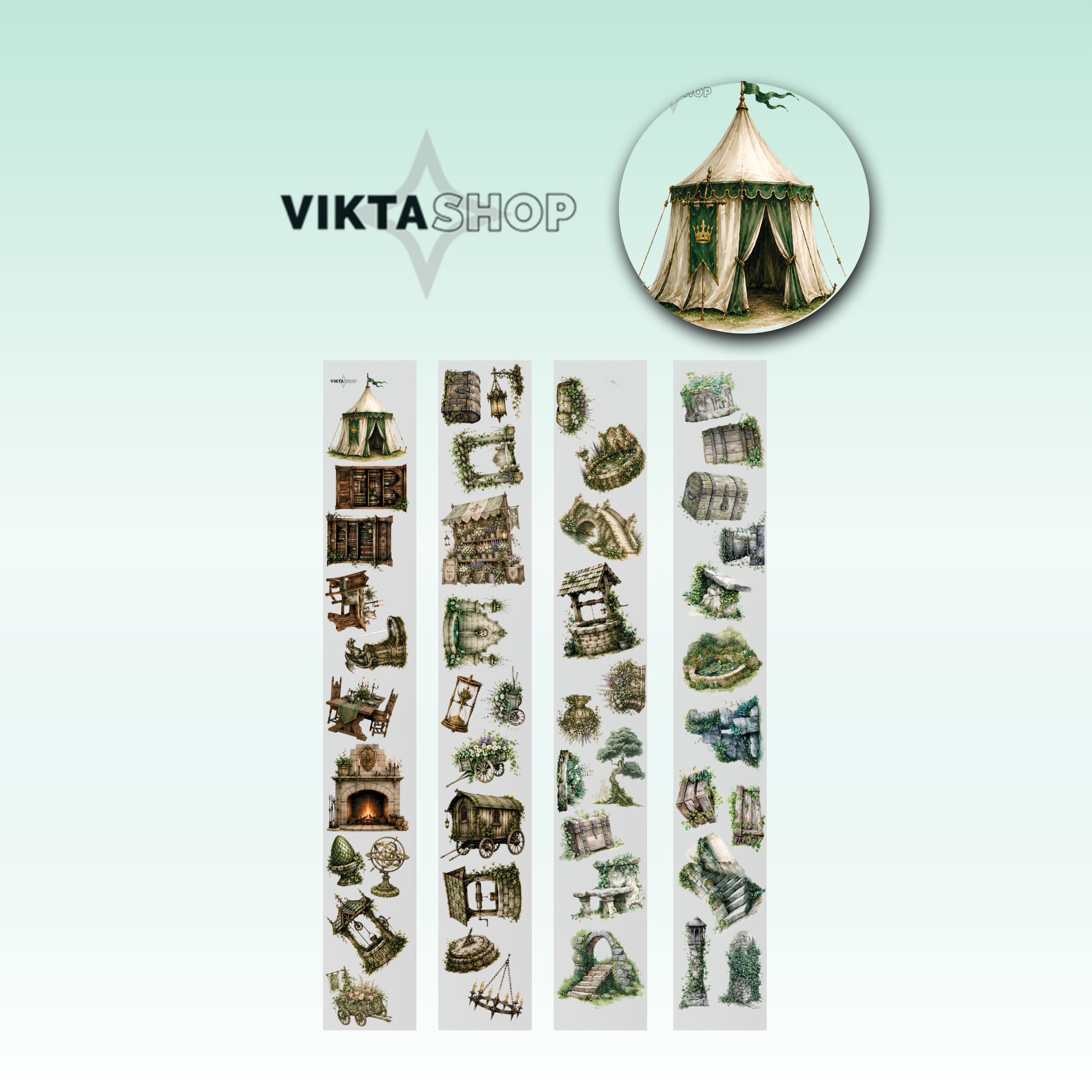 Viktashop Medieval Theme PET Tape 9cm x 2.5m