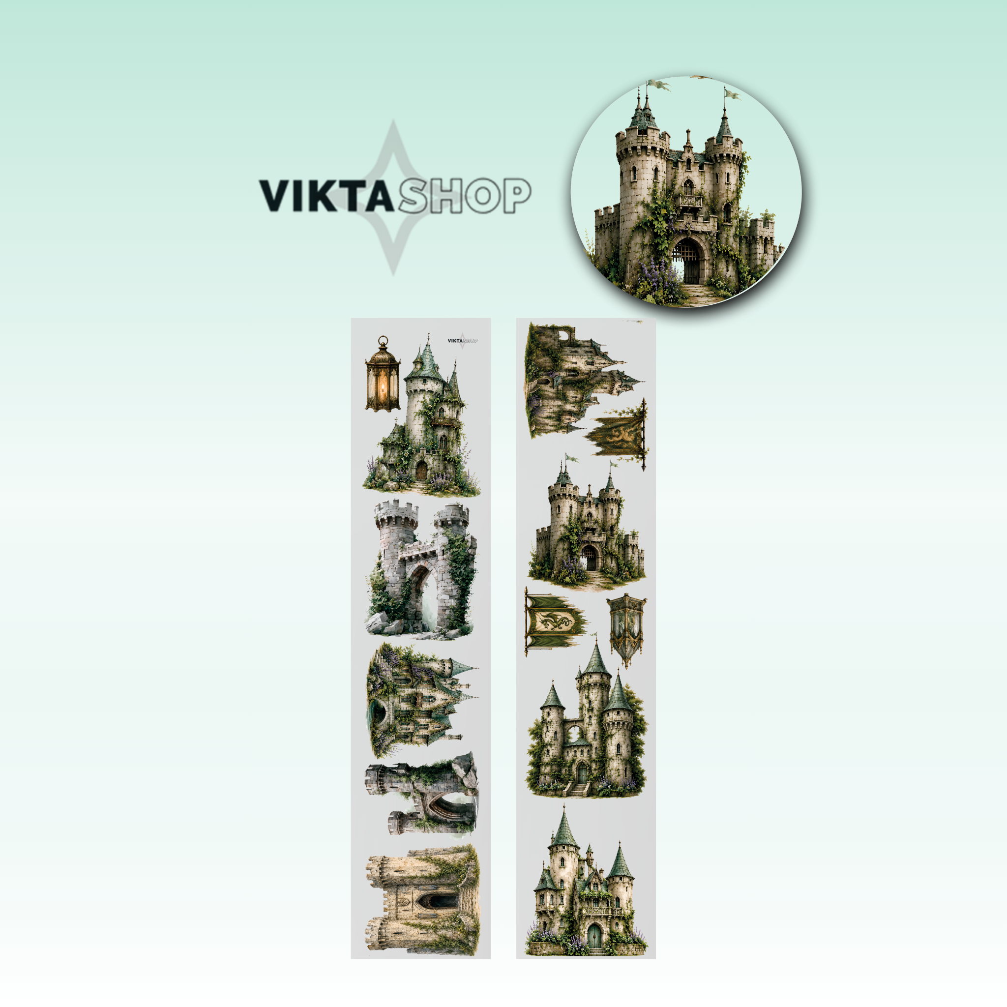 Viktashop Medieval Castle PET Tape 10cm x 1m