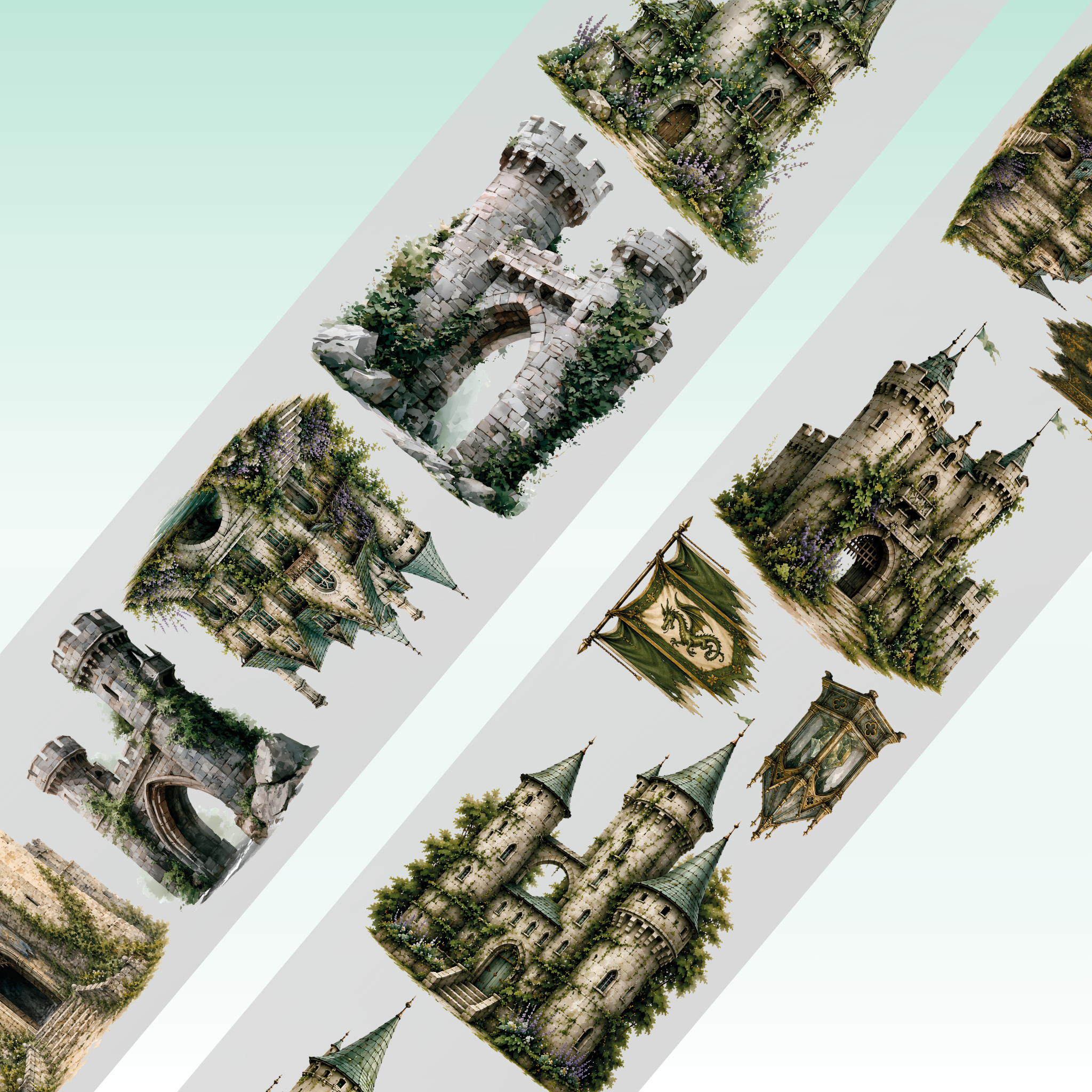Viktashop Medieval Castle PET Tape 10cm x 1m