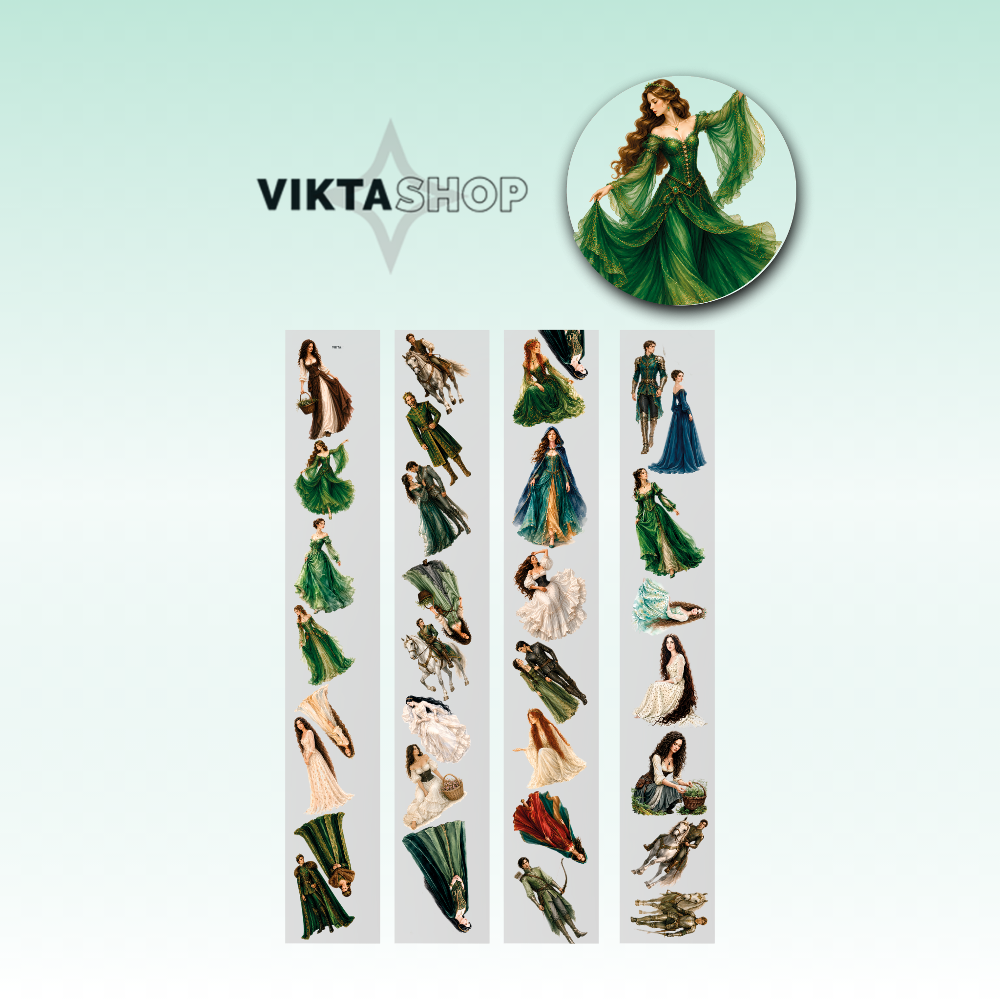 Viktashop Medieval Characters PET Tape 9cm x 2.5m