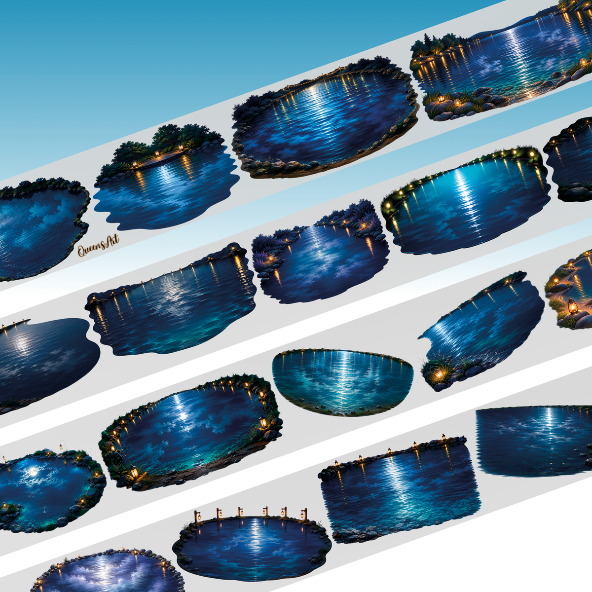 Queens Art Night Lakes PET Tape 8cm x 2.5m