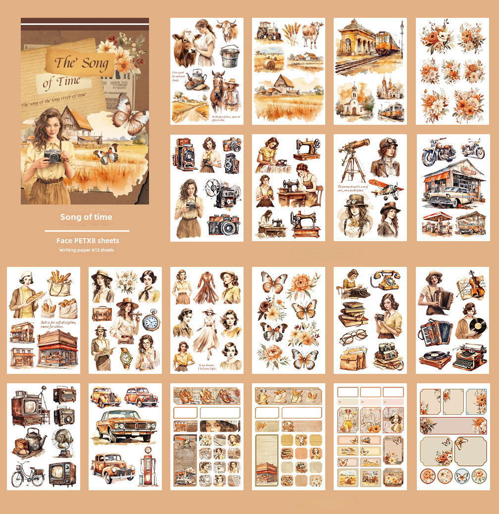Retro Artistic Court Style Travel Character Stickers Book - ViktaShop