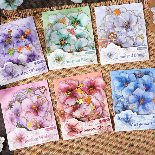 Light magic fog flower PET bronzing stickers 20 psc - Viktashop.com