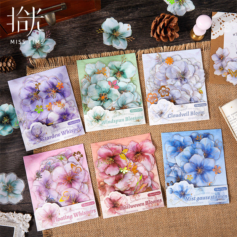 Light magic fog flower  PET bronzing stickers  20 psc