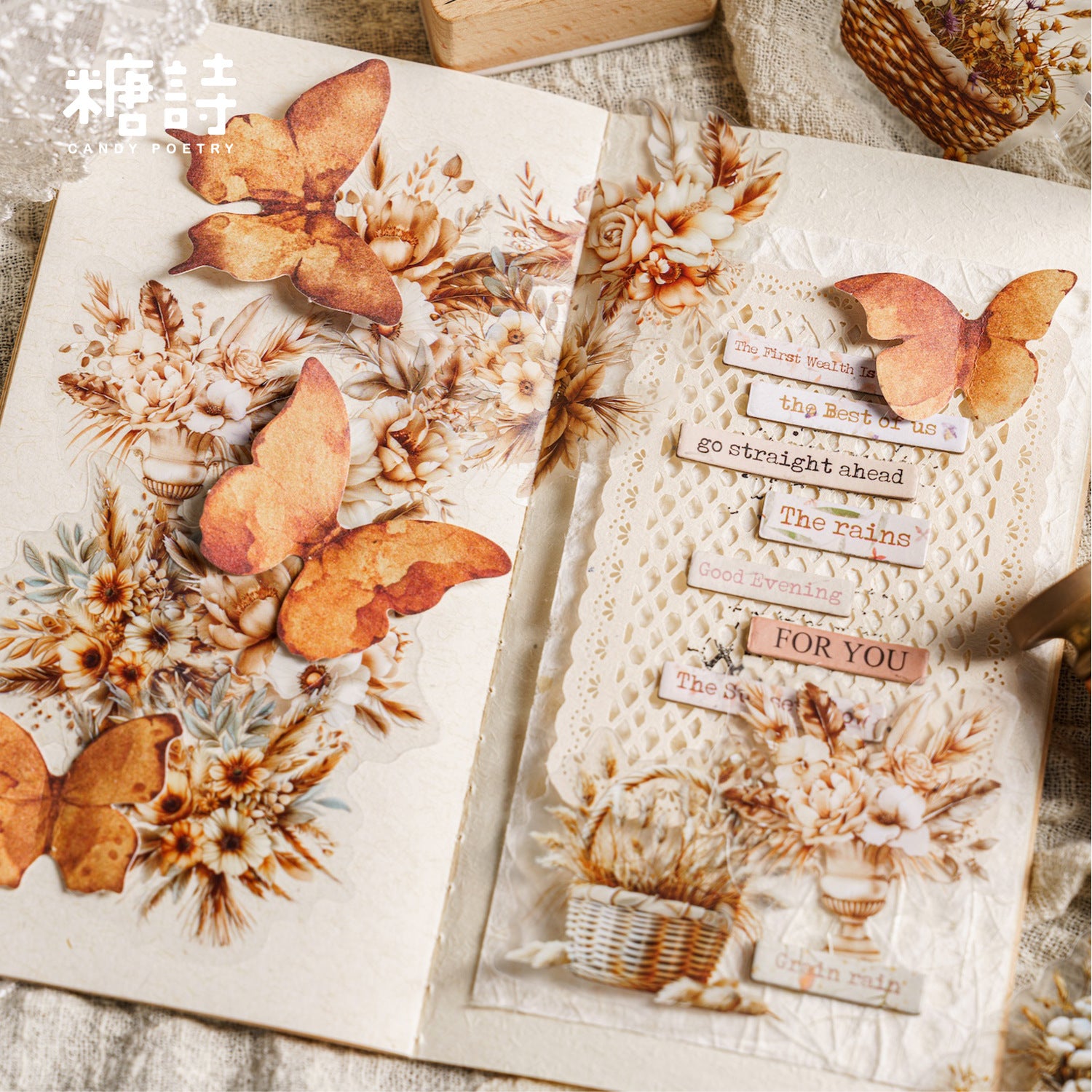 Sugar Poetry Fog PET White Ink Sticker Bag - Forest Box Series, 30 Pcs - ViktaShop