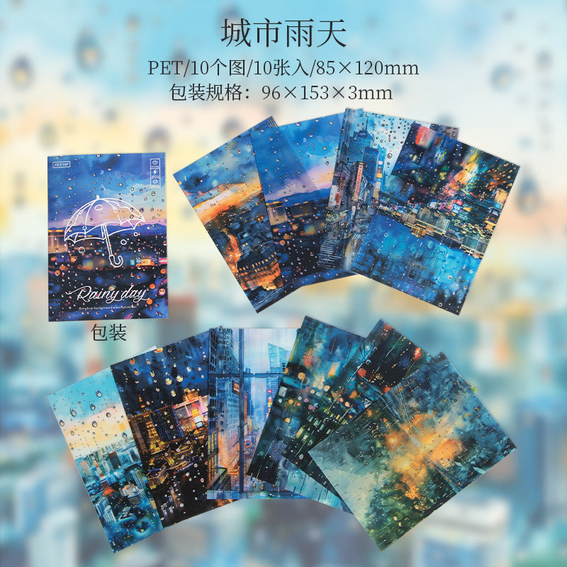 Rainy season time PET stickers 10 psc