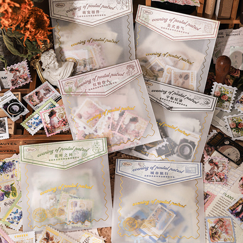 Paper trace material  paper stickers package 30 psc 6 styles
