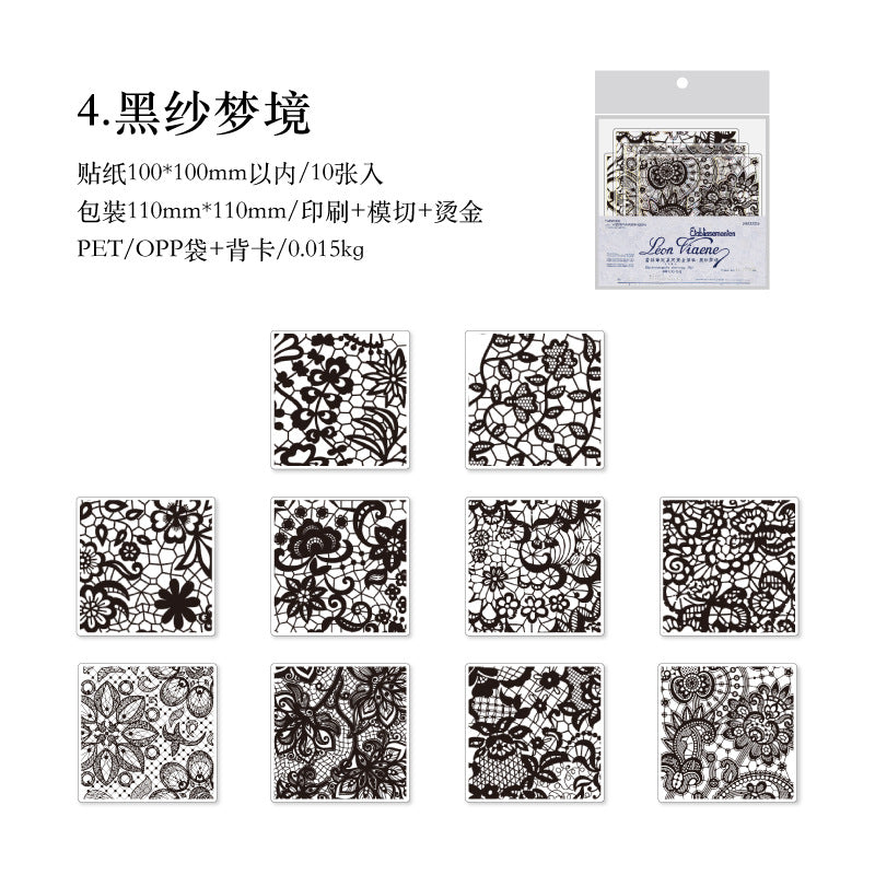 Twilight Gold Stamping Sticker - Lace Notebook Series, 6 Options - ViktaShop